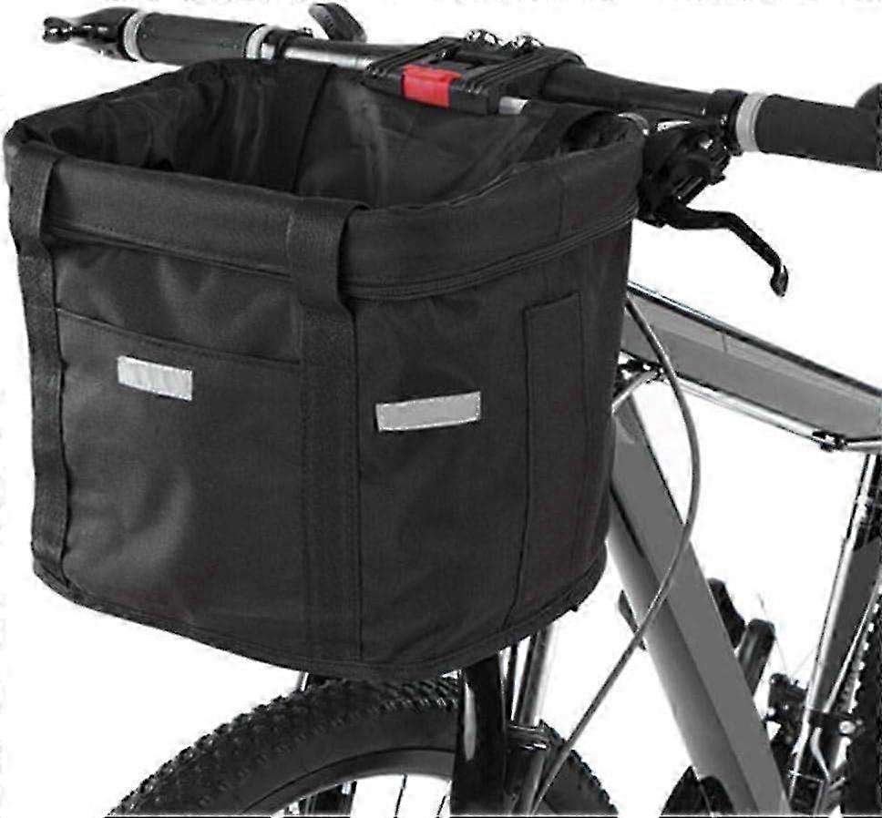 Bicycle Basket, Foldable Bicycle Front Basket Removable Handlebar Basket Bag for Small Dogs, Shopping, Travel, Picnic, 31 x 24 x 8 cm(Black 2025