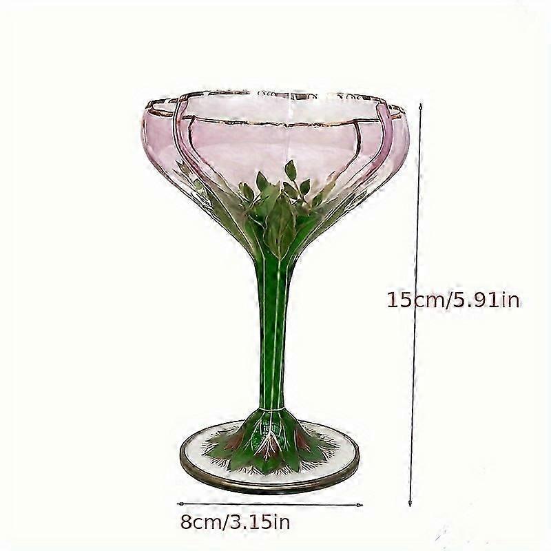 オーストリアの中世のシャンパンカップ、クリスタルガラスの赤ワインカップ、ピンクの手描きアイスクリームボウル、ヴィンテージフラワーゴブレット
