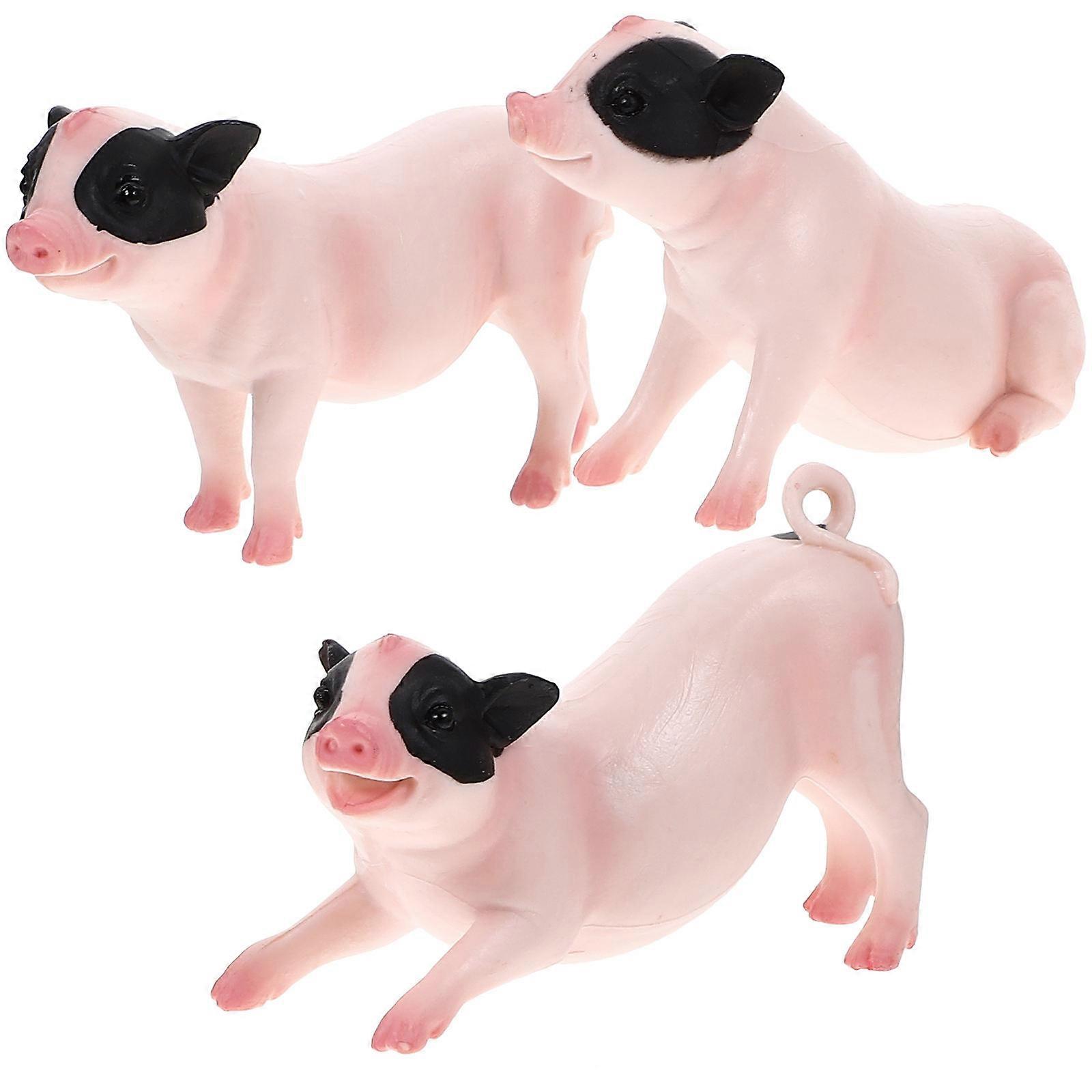 3pcs Realistic Pig Figurines Simulated Farm Animal Models for Home Nursery Bedroom Decoration