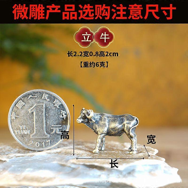 2pcs Mini Metal Animal Figurines Miniature Copper Camel and Bull Statue Desktop Ox Sculptures Table Decorations for Tabletop Bookshelf