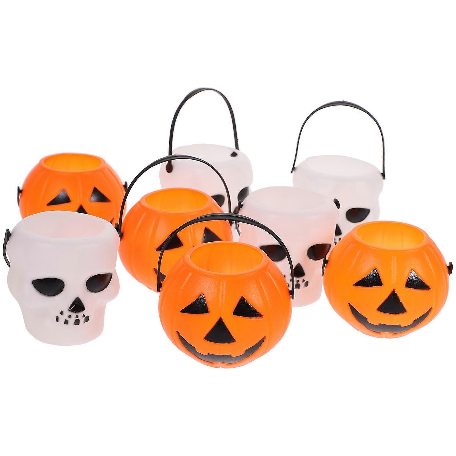 Candy Bucket Halloween Pumpkin Container Skull Shape 6.50X6.00X5.50CM Party Decoration 12Pcs