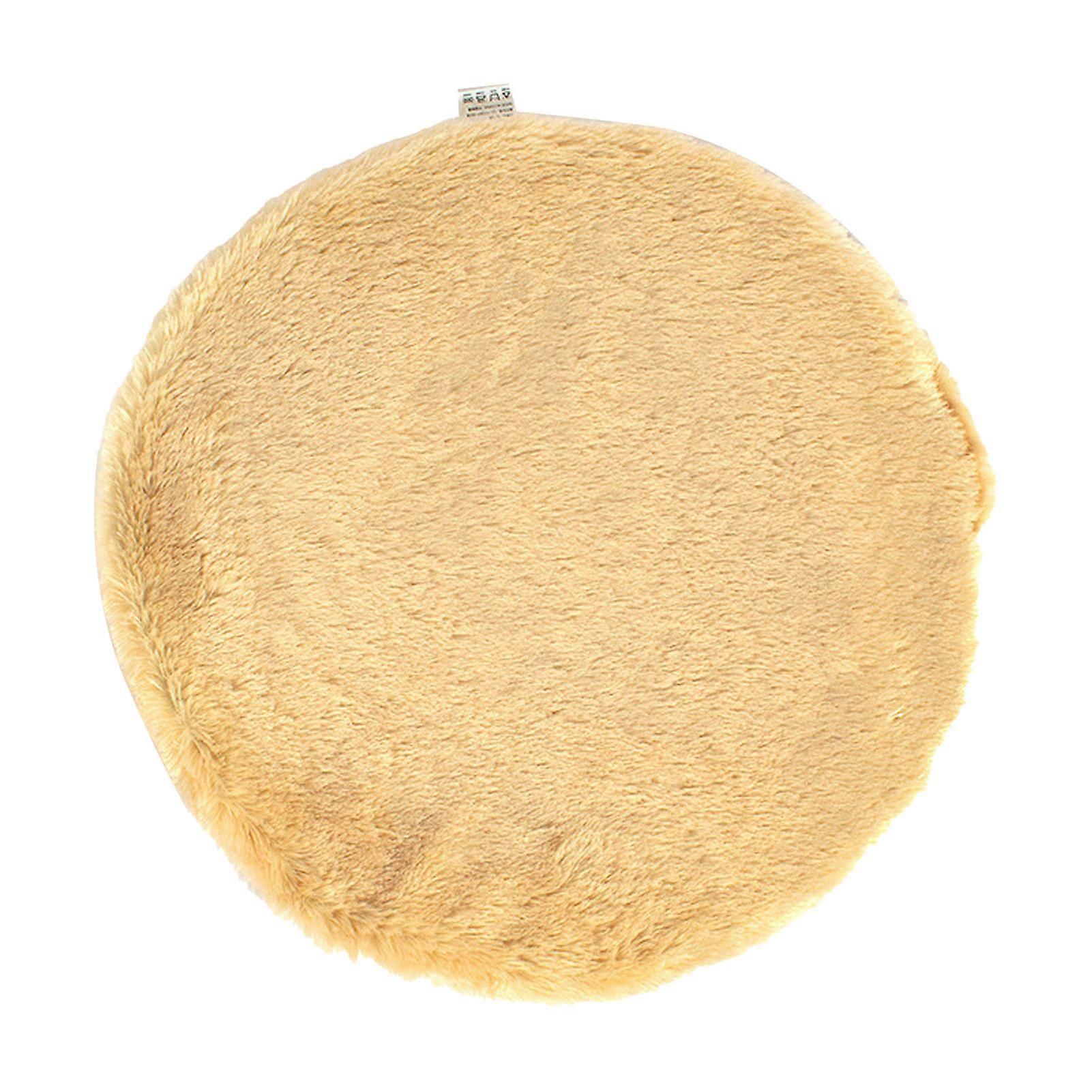Pet Sleeping Pad Soft Warm Prevent Slip Washable Cat Bed Mat with Back Canvas Pocket for All Seasons Khaki Round