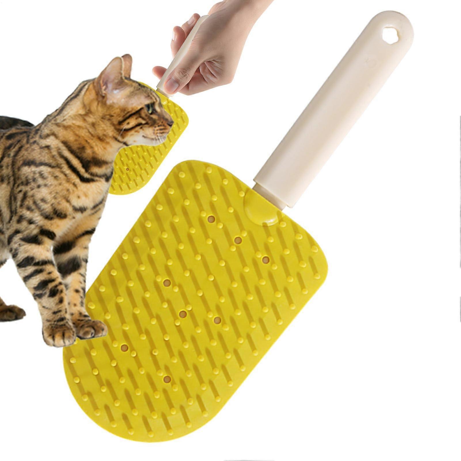Cat Comb - Ergonomic Cat Comb with Non-Slip Handle, Detangling Tool for Puppies, Yellow, Ice Cream Design