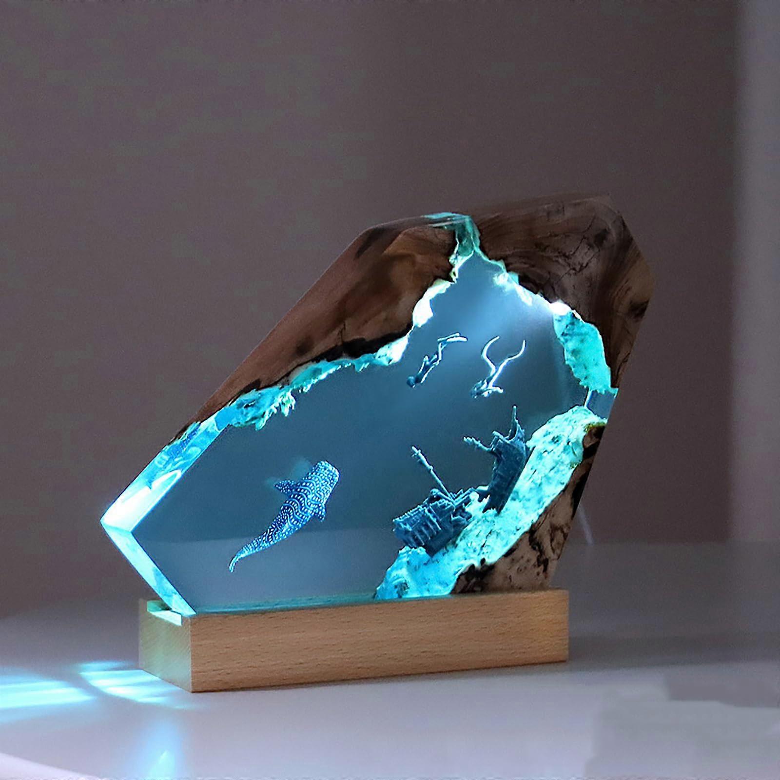 Bedside Lamp, Night Light Diving Lamp Made of Epoxy Resin, LED Lights for Divers