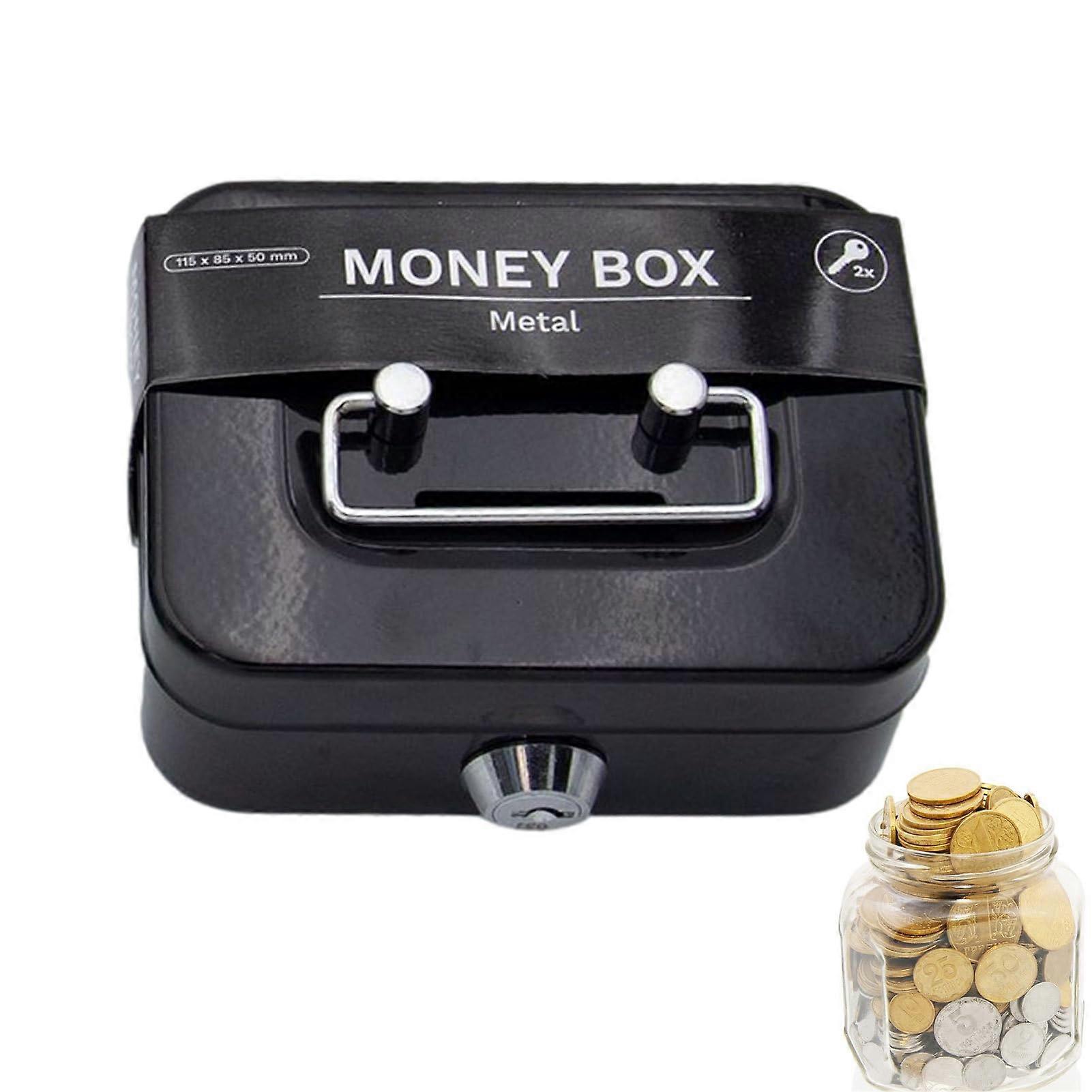 Lockable Cash Box With Slot | Small Black Cash Box With Key, Secure Money Storage, Tip Cash Box Safe