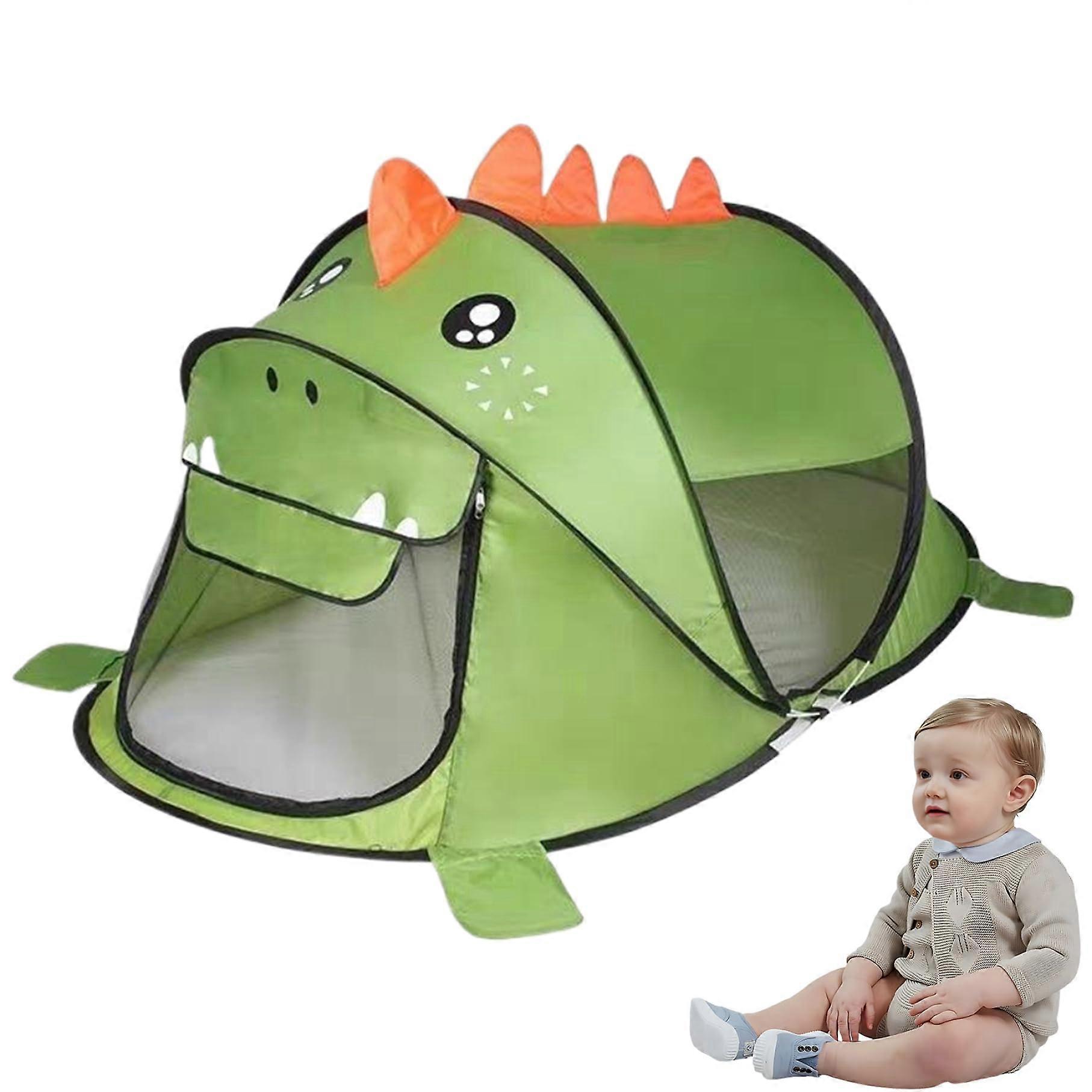 Dinosaur Tent, PopUp Ventilation Kids Play Tent with Storage Bag, Polyester Tuff Indoor Kids Playhouse with Wire Frame for Girls Boys Gift, Green