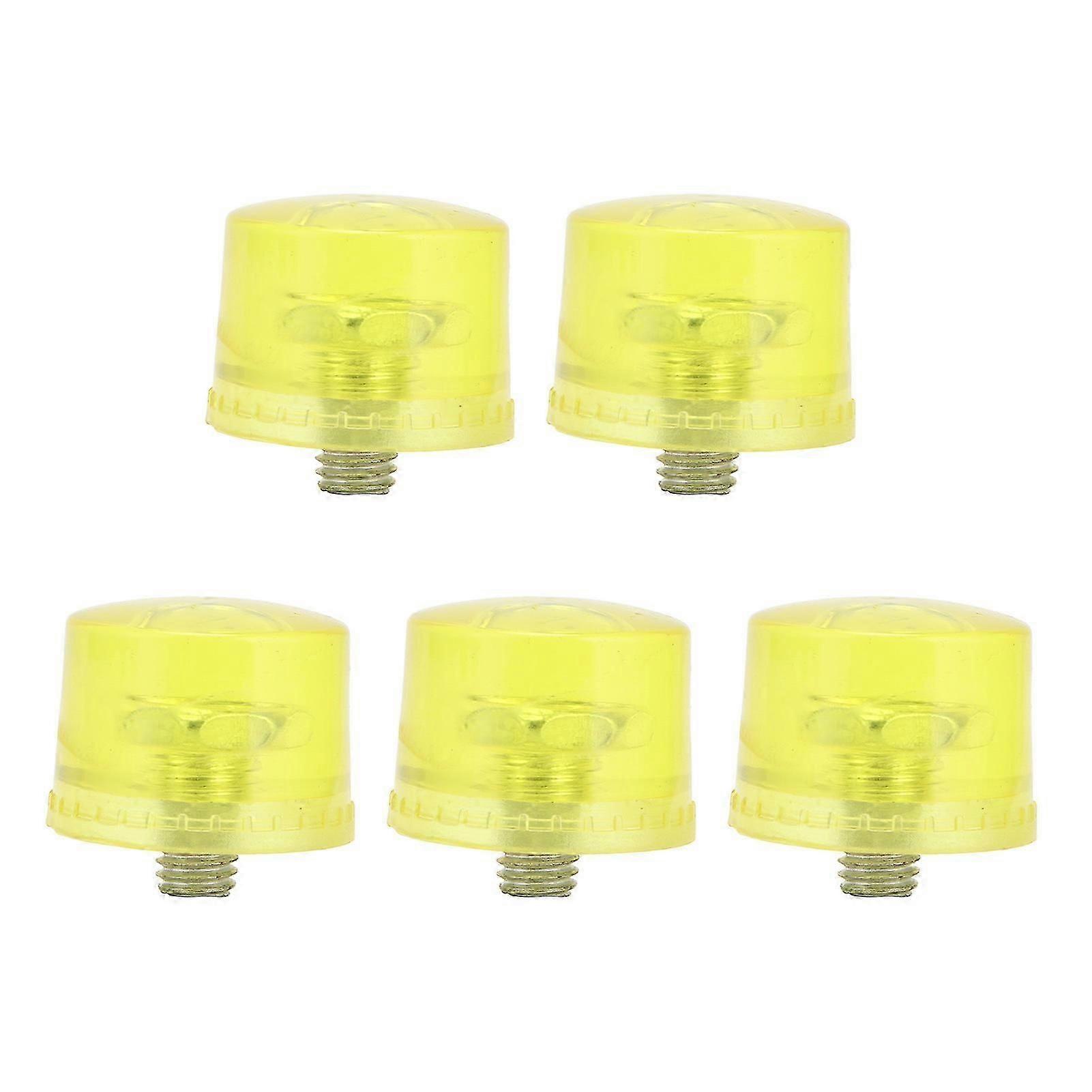 5Pcs Rubber Hammer Head Replacement M8x1 Soft Transparent Yellow Striking Tip Accessory Set Kit25mm