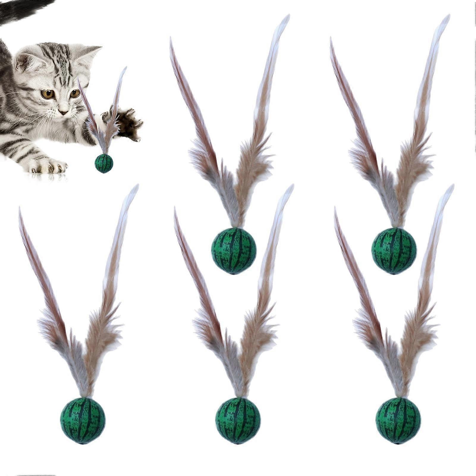Lightweight Bouncing Ball Cat Toy 5-Piece Indoor Interactive Feather Multifunctional Set For Pets 10.5 x 2.5 cm