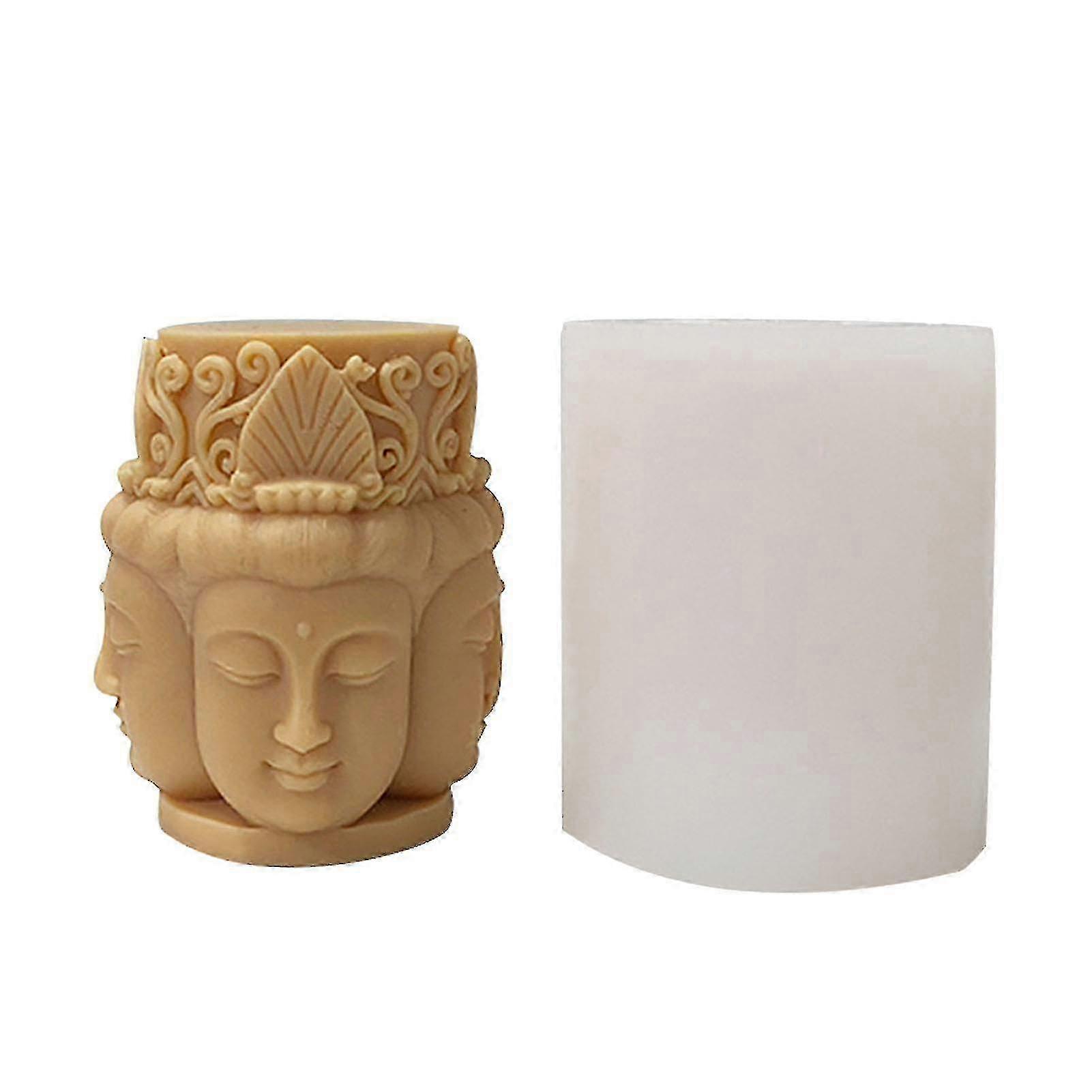 Four-Face Buddha Design Silicone Candle Mold for DIY Scented Candle Making
