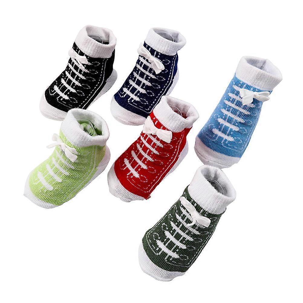 Kids Socks Deodorization Shoe Shape Cotton Material 6 Pairs