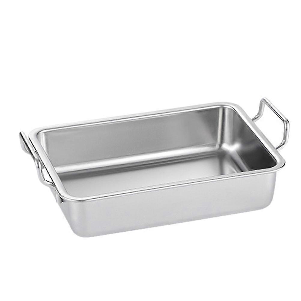 Snacks Tray Practical Stainless Steel Dish Multi-purpose Handles Design 1Pc