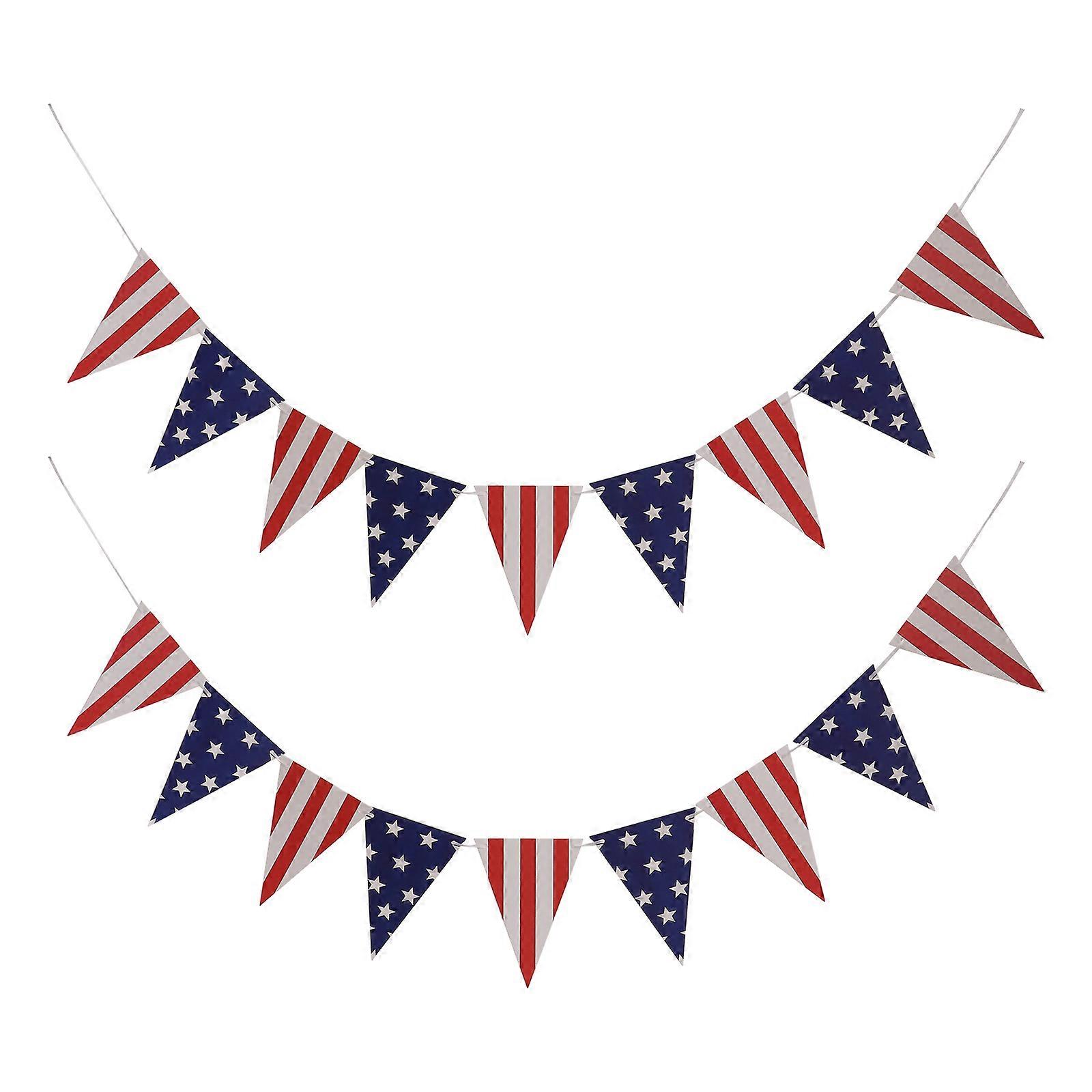 Triangle Flag Bunting Banner American Bunting Flag Paper Theme Party Indoor/Outdoor Use 18x13cm 2Pcs