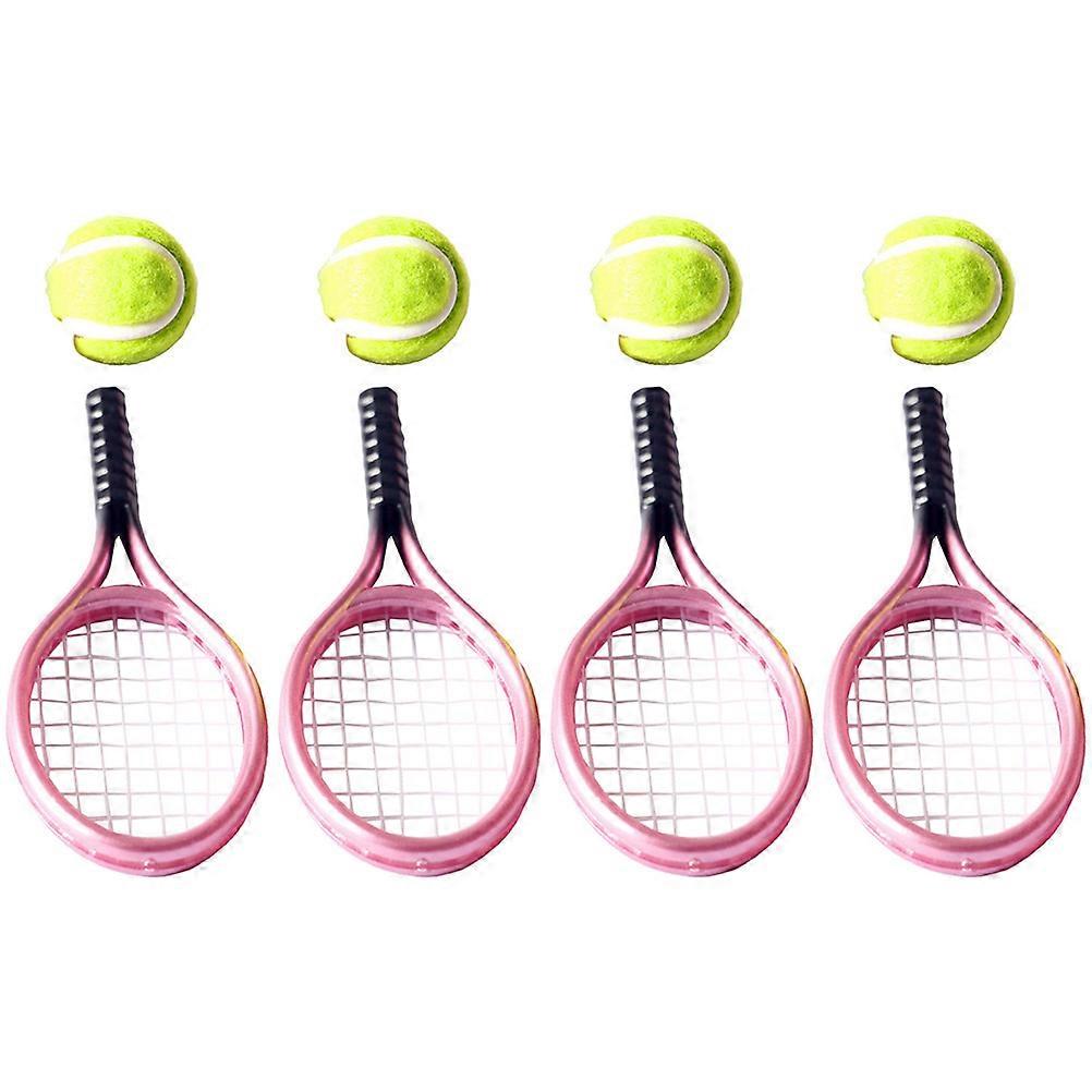 Mini Tennis Racket Decorative Props for Photography – 4 Sets Micro Landscape Accessories for Mini House Design and Layouts