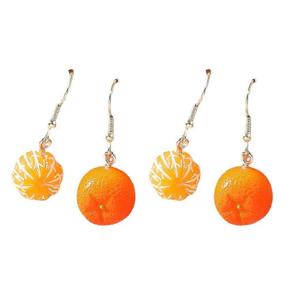 a refined and engaging product description based on your input:
**2 Pairs Resin Orange Fruit Earrings – Lightweight Dangle Jewelry for Summer