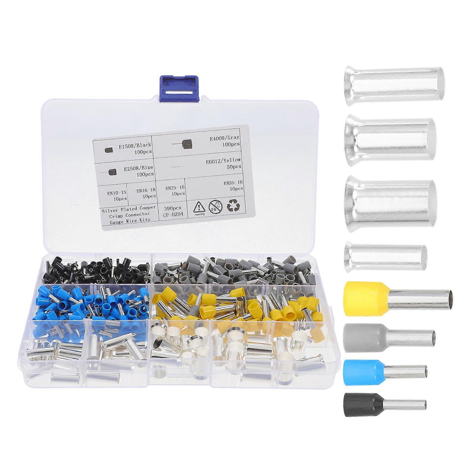 Wire Ferrules Terminals Kit Tinned Copper Terminal Connector Safe Electrical Connections 390Pcs