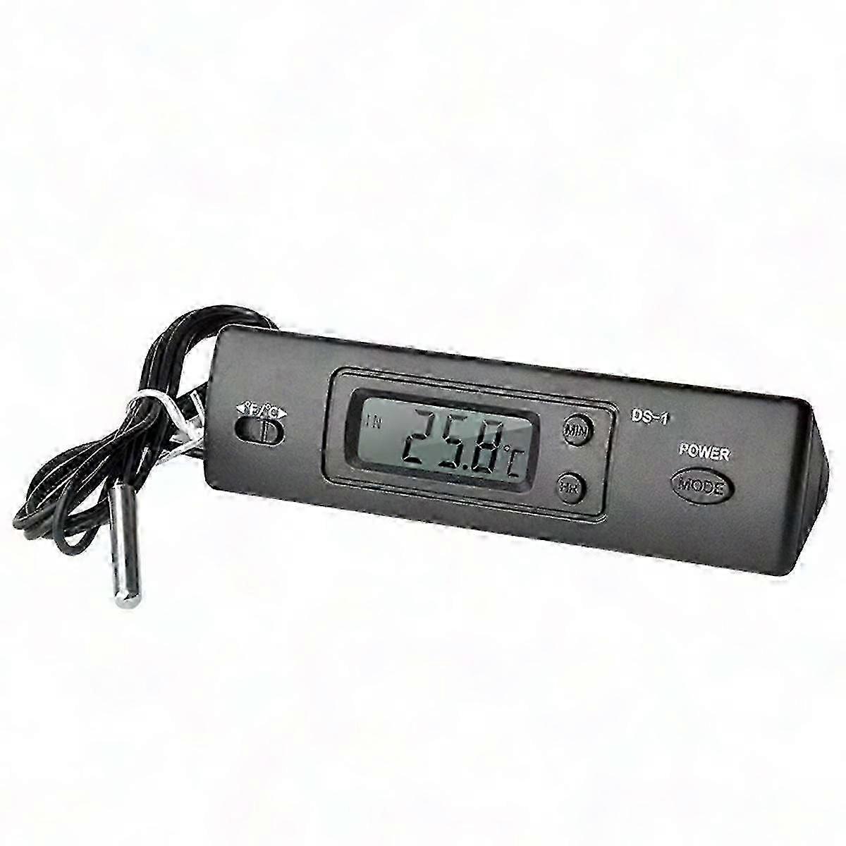 LCD Thermometer with Probe - Indoor/Outdoor Temp Sensor, C/F Clock & Thermostat Display