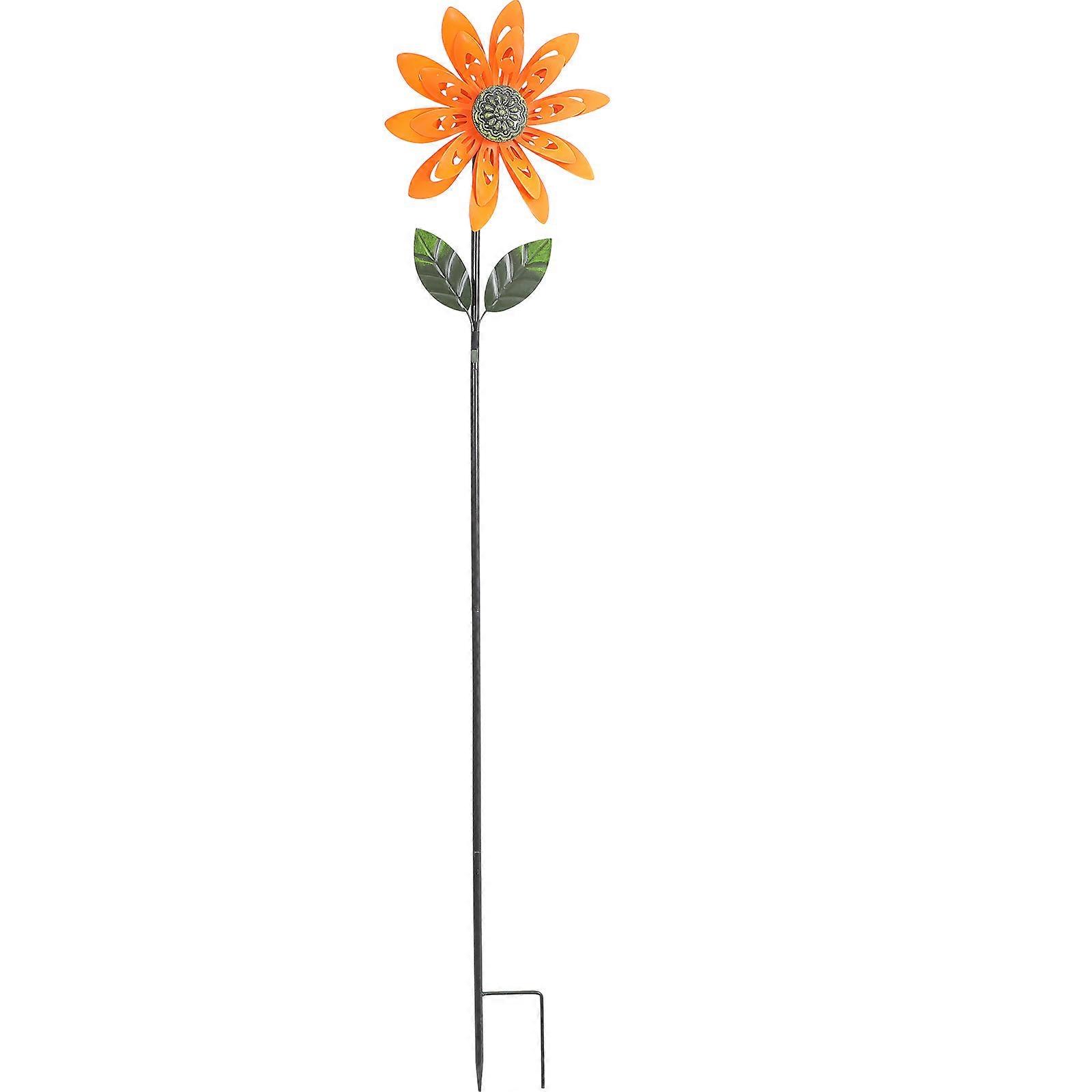 Rotatable Flower Windmill Outdoor Garden Decoration Sturdy Iron Pinwheel Ornament Easy Install for Home Park