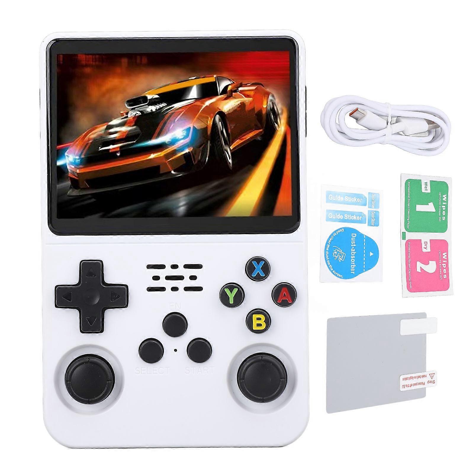 R36s Retro Handheld Gaming Console, 3.5" IPS Screen, 3500mAh Battery, Linux, White
