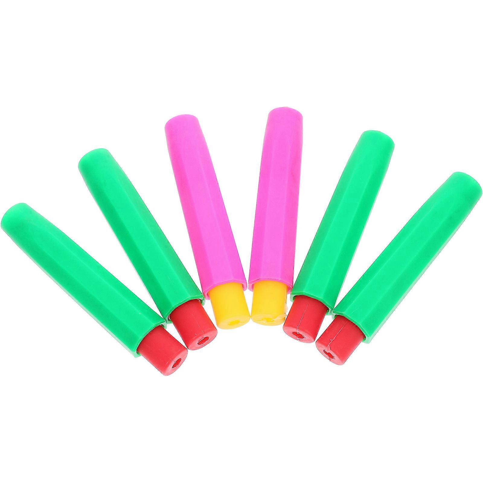 6pcs Automatic Chalk Clip Holder, Plastic Protective Storage for School, Office, Home Use – Assorted Colors