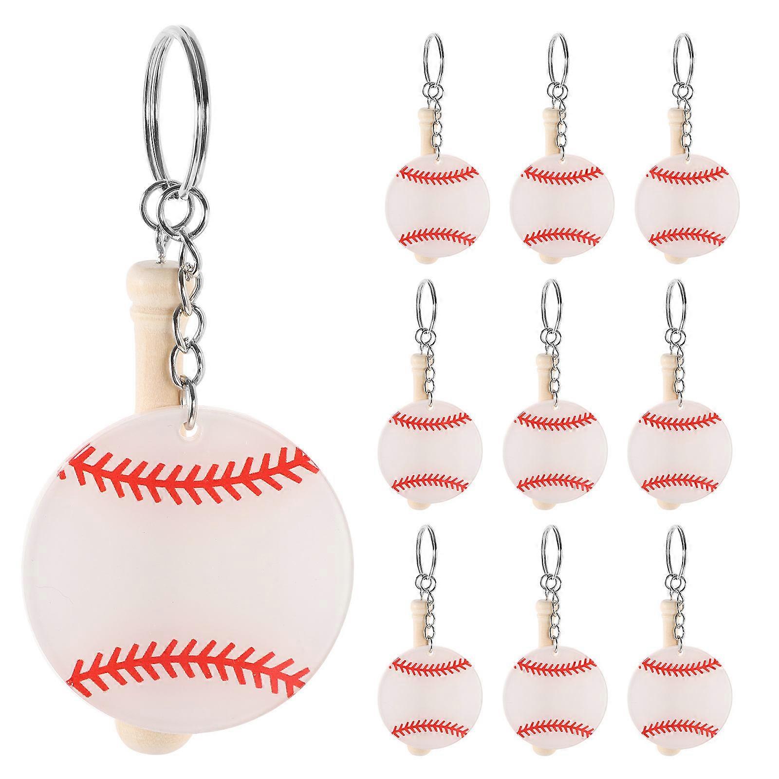 10pcs Baseball Keychains Double Sided Keyring For Sports Lovers For Diy And Backpack Accessories