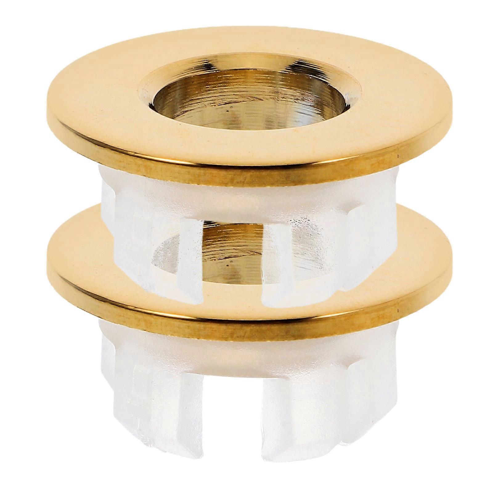 Copper Sink Overflow Cover Set – High Compatibility Drain Insert with Overflow Ring Design for Vanity Washbasin, Easy Installation, Gold Finish