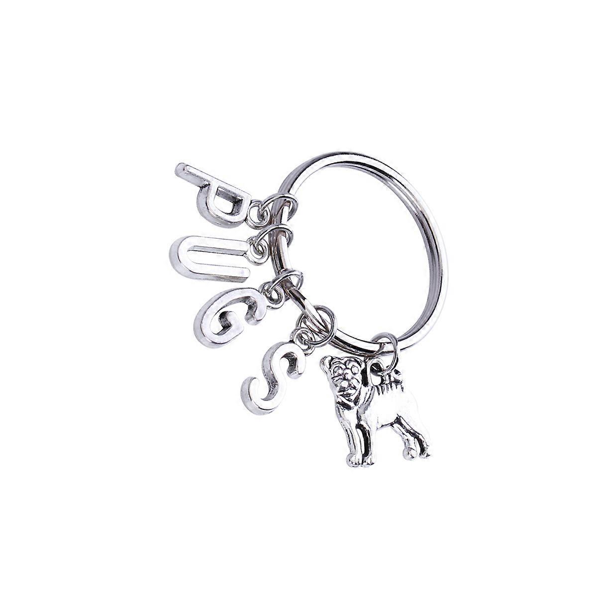 Dog Keyrings For Women Metal Keychain Ornament Bag Pendant Car Key Attachment Silver 4.5 x 3 x 0.1 Cm 1 Pair