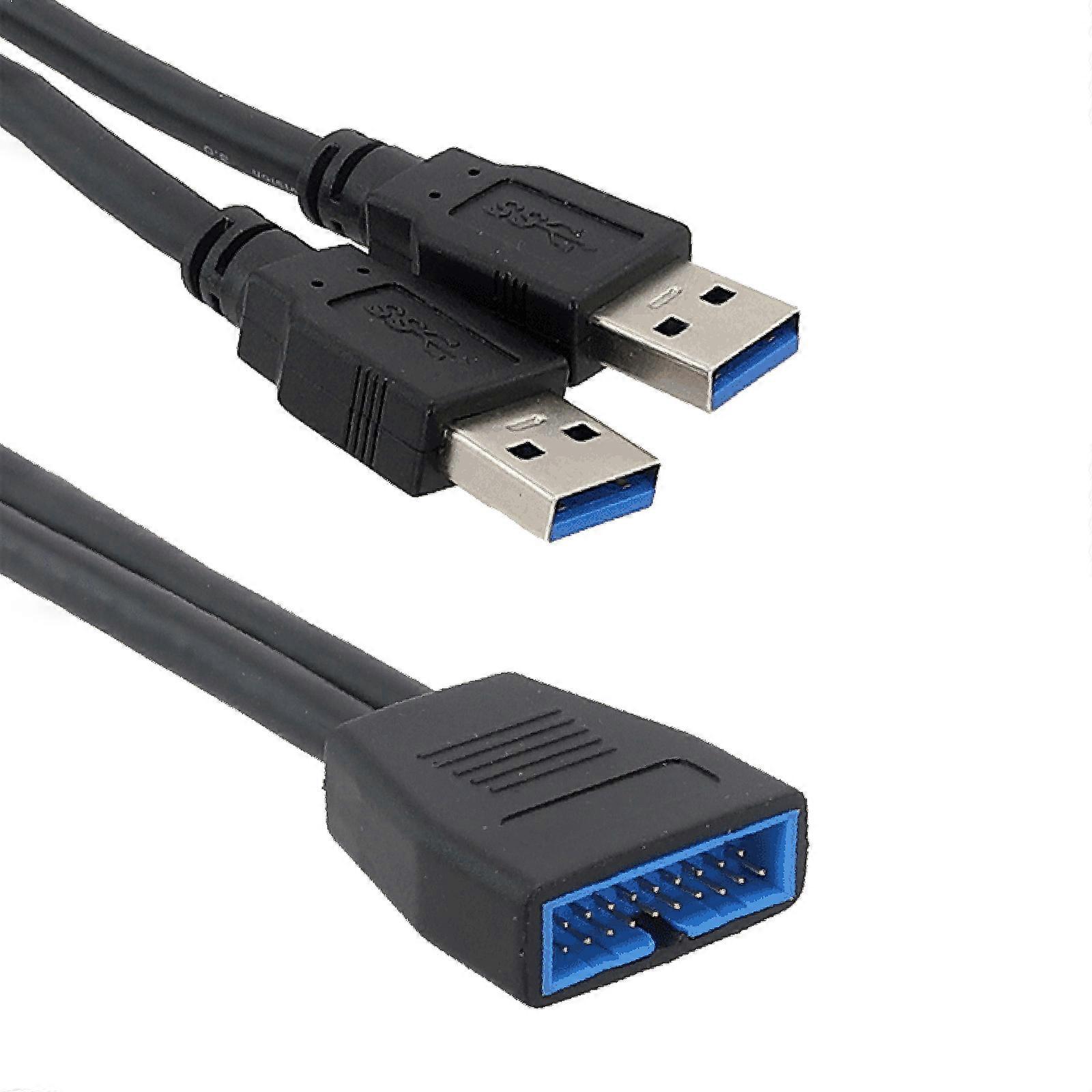 19Pin  USB Header USB3.0 1 to 2 Splitter Internal USB Extension Cable for Computer Motherboard Easy Installation Multicolor