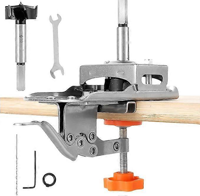Stainless Steel Concealed Door Hinge Jig with Quick Clamp, Adjustable Drill Guide, Extra Screw Hole Locator, and Accurate Positioning Tool for Cabinet