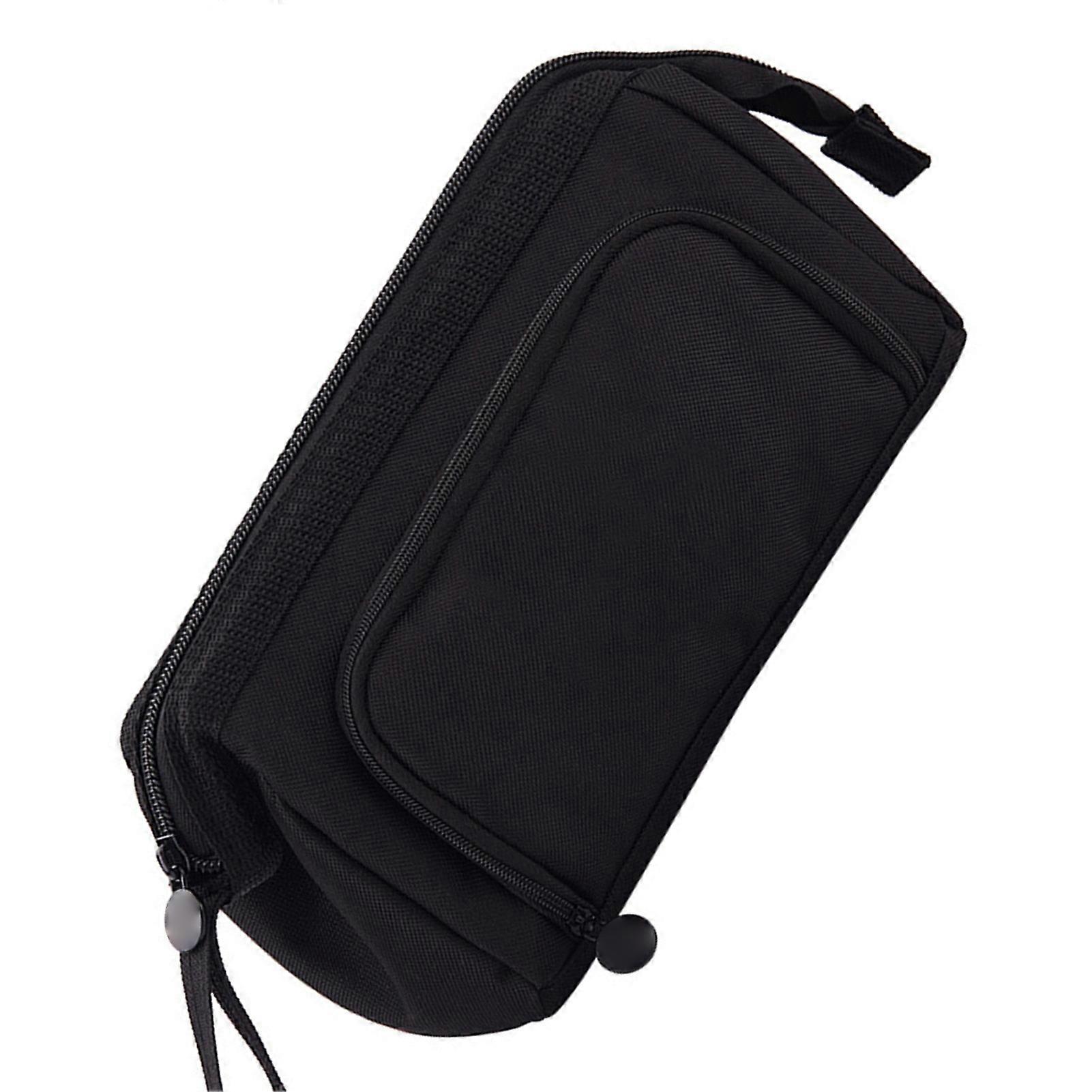 Pen Case Ship Type with Window Style Large Capacity Double Layer Zipper Design Portable Pencil Pouch for Kids Black