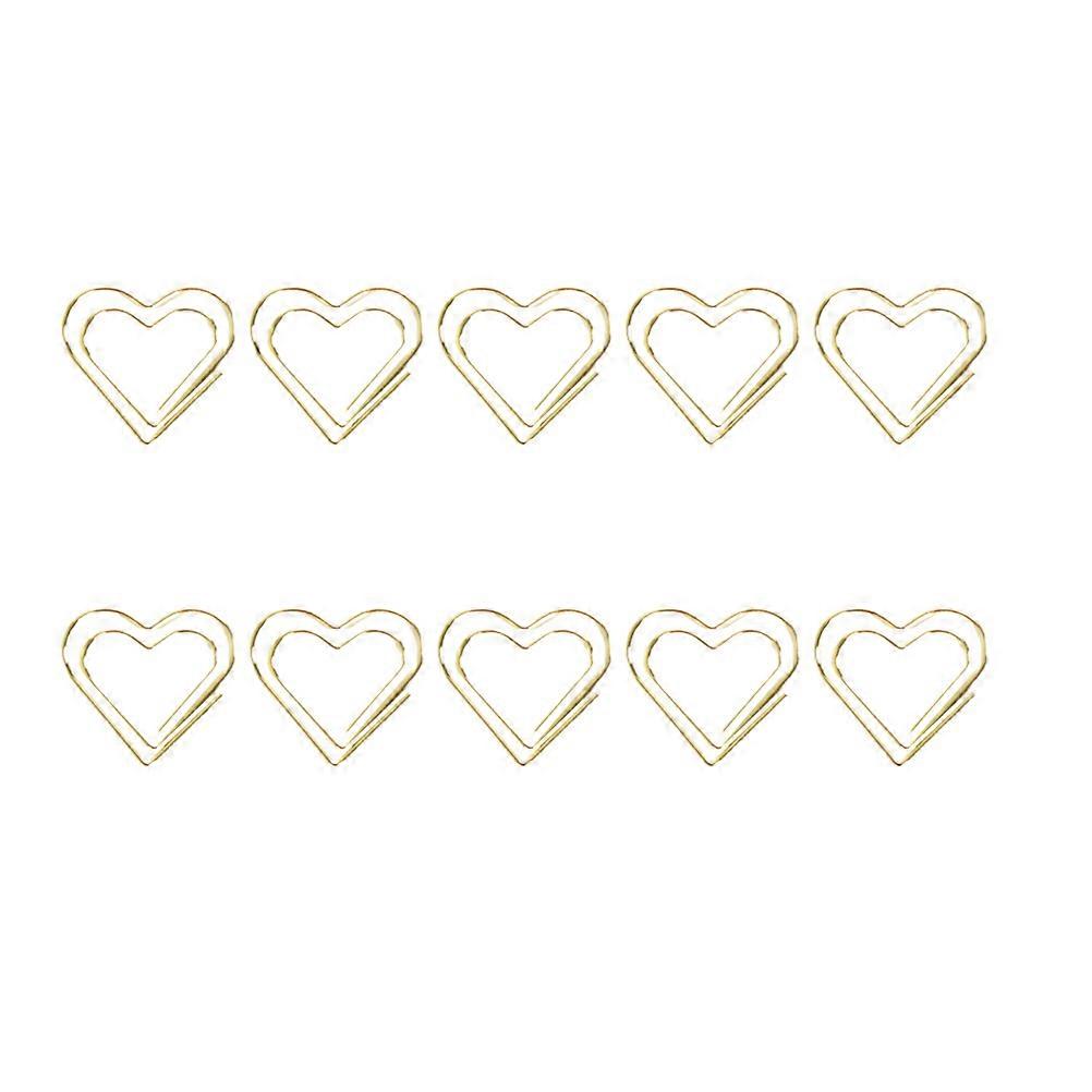20pcs Heart Shaped Golden Metal Paper Clips – Creative Office Organization Clips for Notes, Photos, and Documents – Fun Design