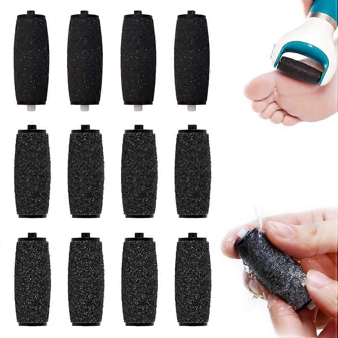 12 Pack Replacement Foot Scrubber Head Rollers 3 Roughness Pedicure Roller Callus Remover