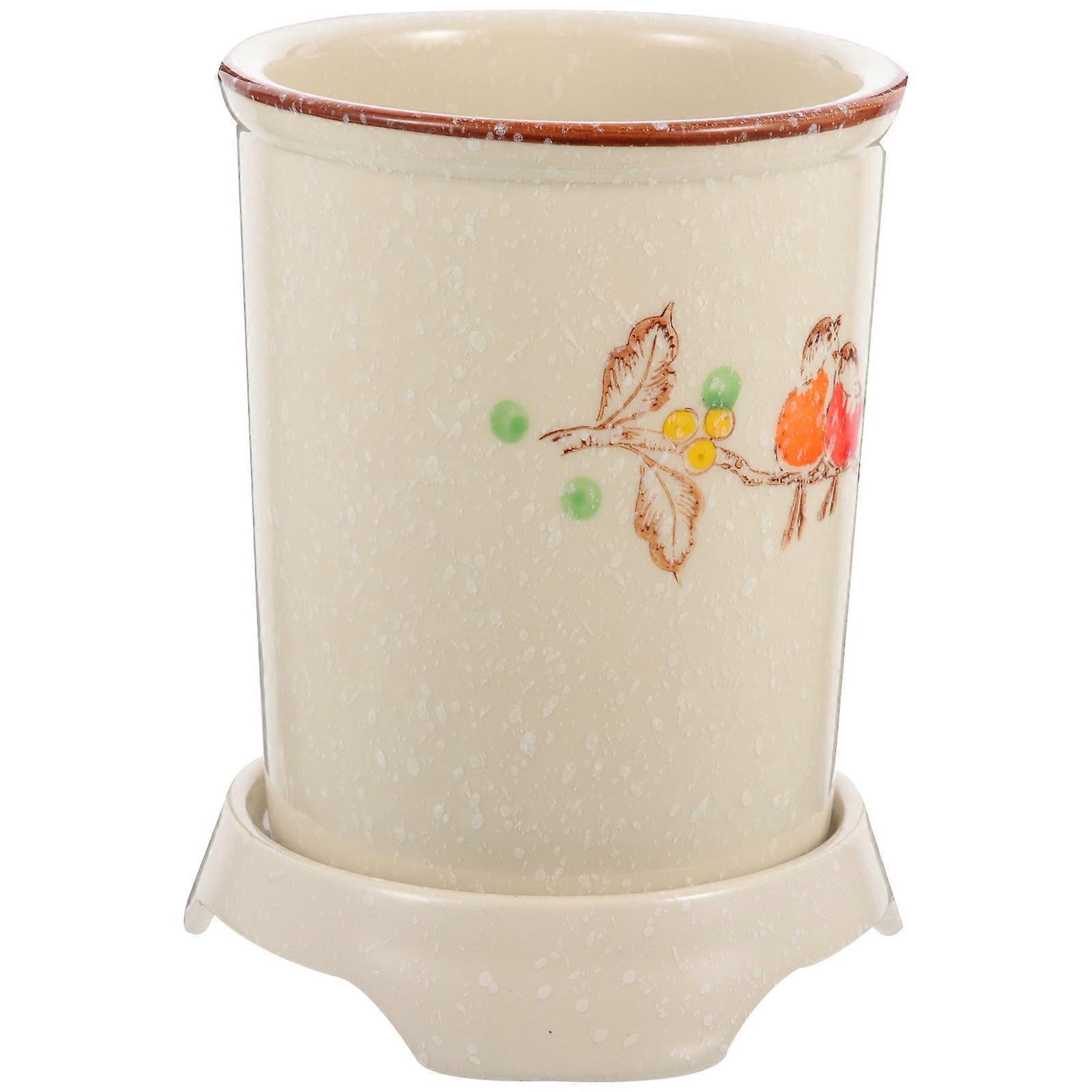 Beige Ceramic Chopstick Holder for Kitchen Countertop Organizer