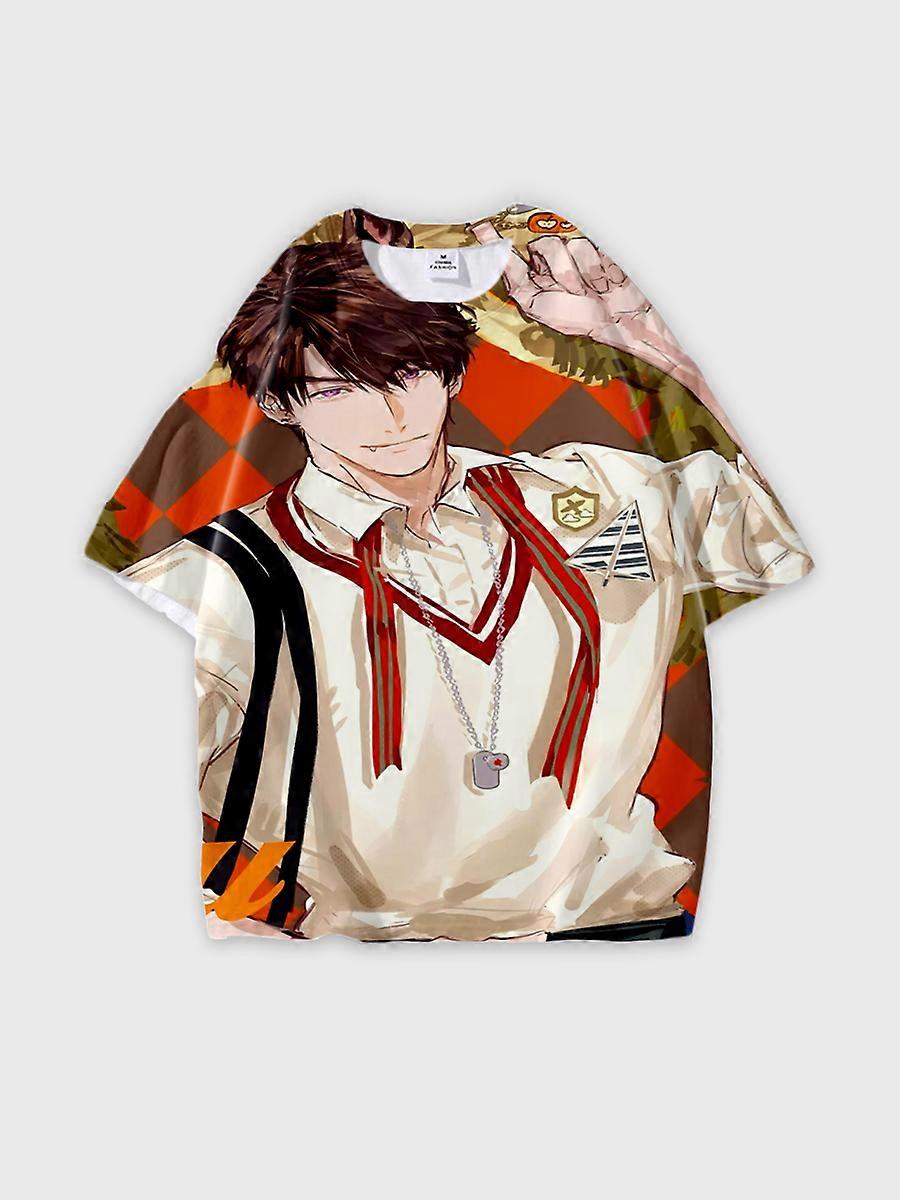 T-shirt round neck Role Pattern loose short sleeve E733