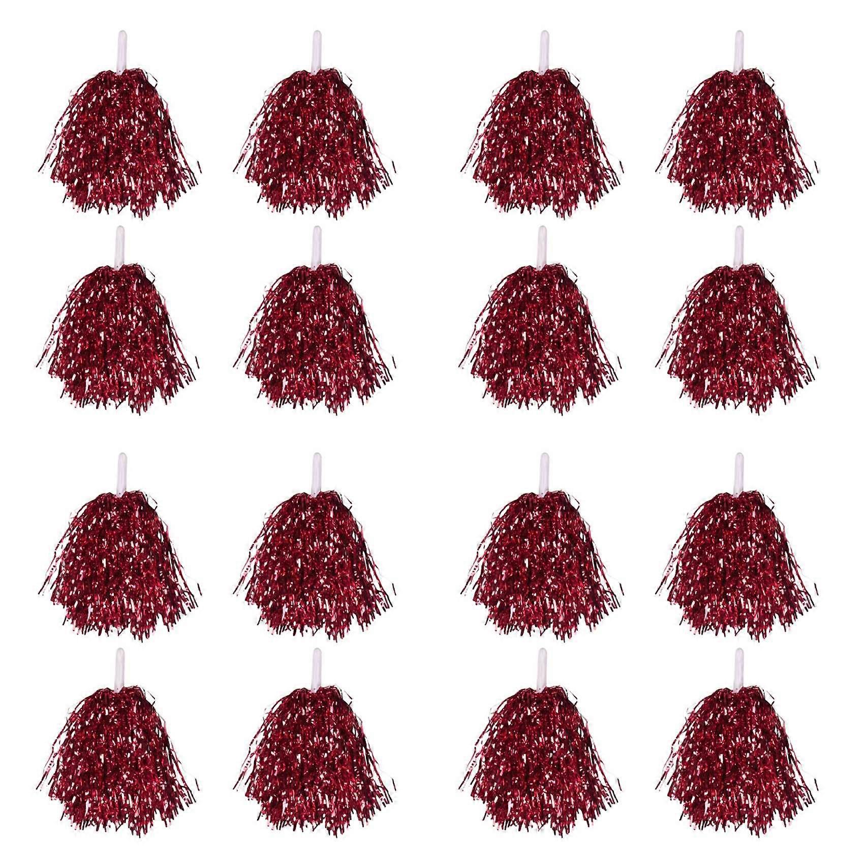 96Pcs Cheerleading Pom Poms Metallic Foil Cheer Pom Poms with Plastic Handle for Adults Kids Cheerle