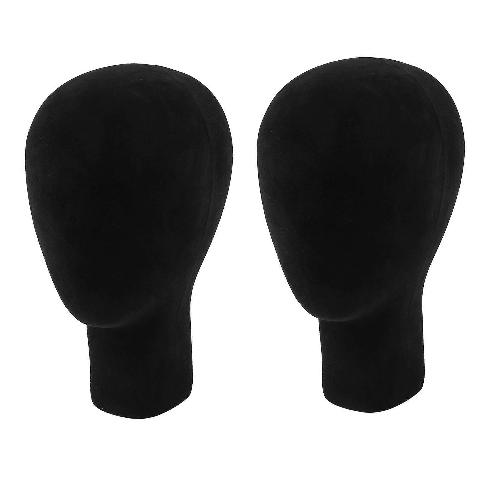 2X Polystyrene Foam Mannequin Face Model Head Wig Holder Eyeglass Glasses with Base Bracket - Black,