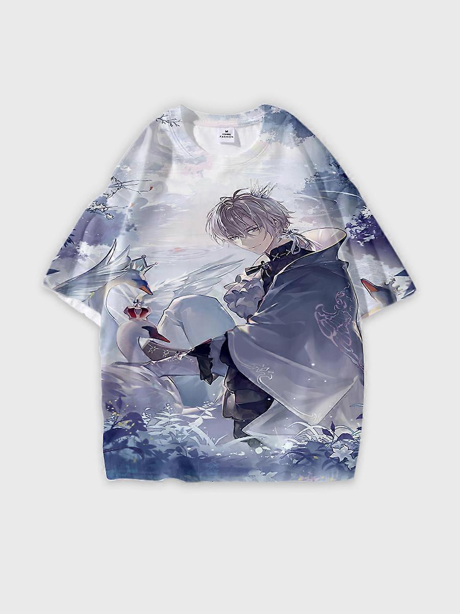 T-shirt round neck book Characters Pattern loose short sleeve E683