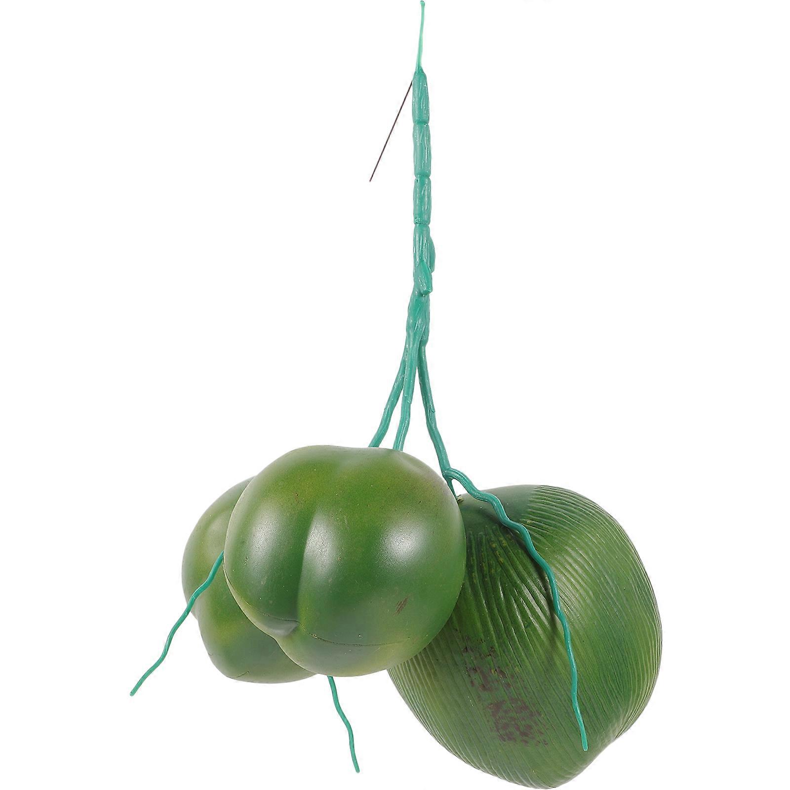 Artificial Coconut Model for Display High Simulation Green Plastic 1 String Fake Coconuts Branch
