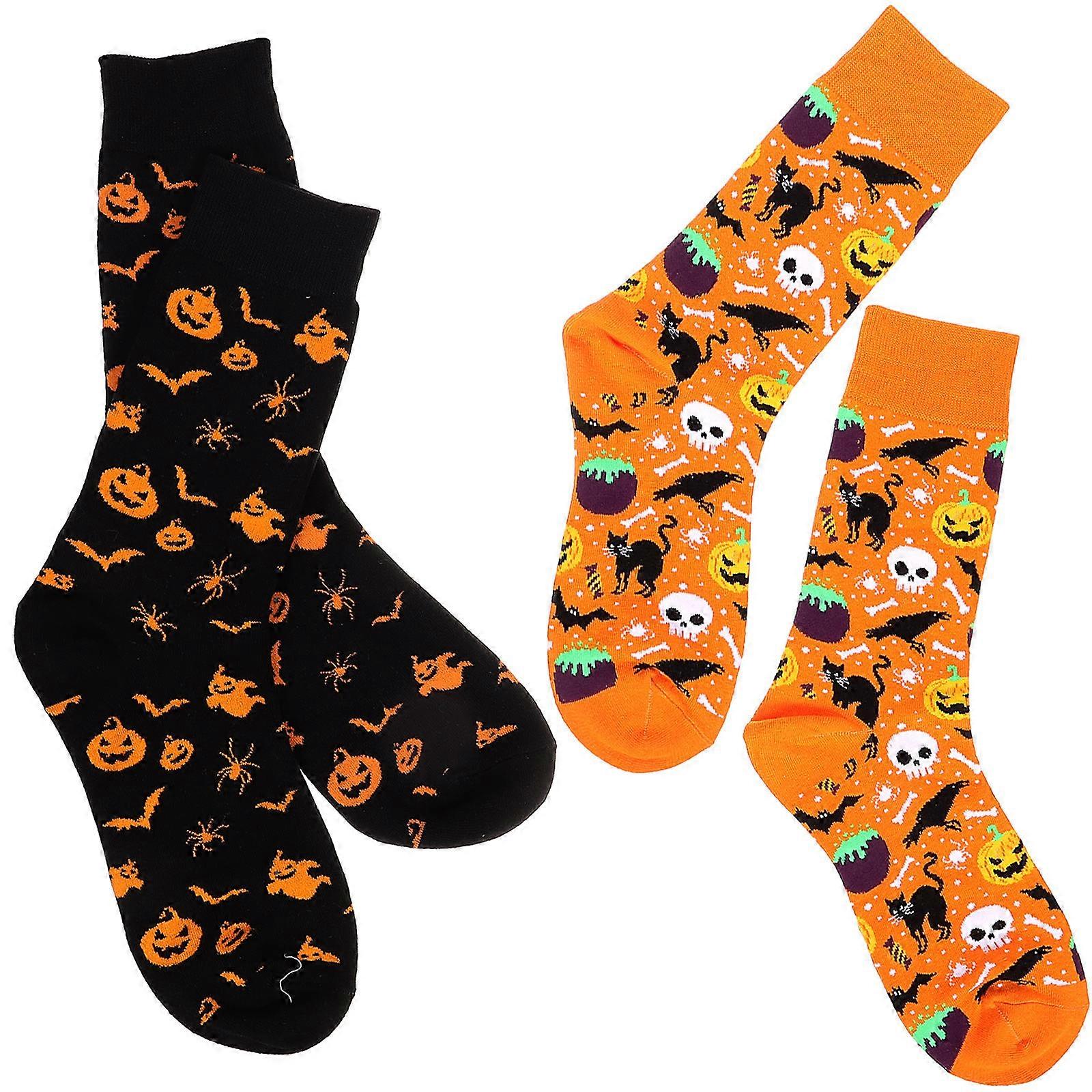 Halloween Costume Socks High Socks Long Stockings Over Knee Socks Assorted Color 38x11cm Comfortable 2 Pairs