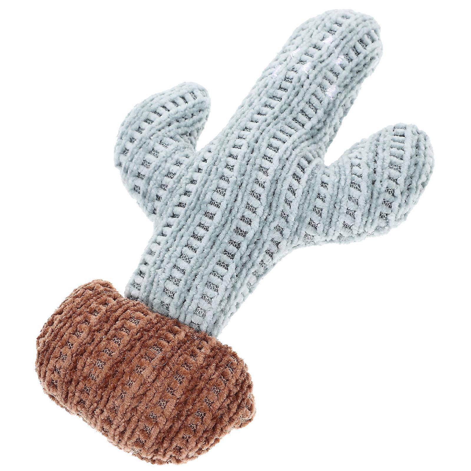 Catnip Toys For Chewing Playing Interactive Plush Catnip Toy Cartoon Cactus Shape Pet Cat Toy Indoor Play Teething 9x2x14cm 1Set