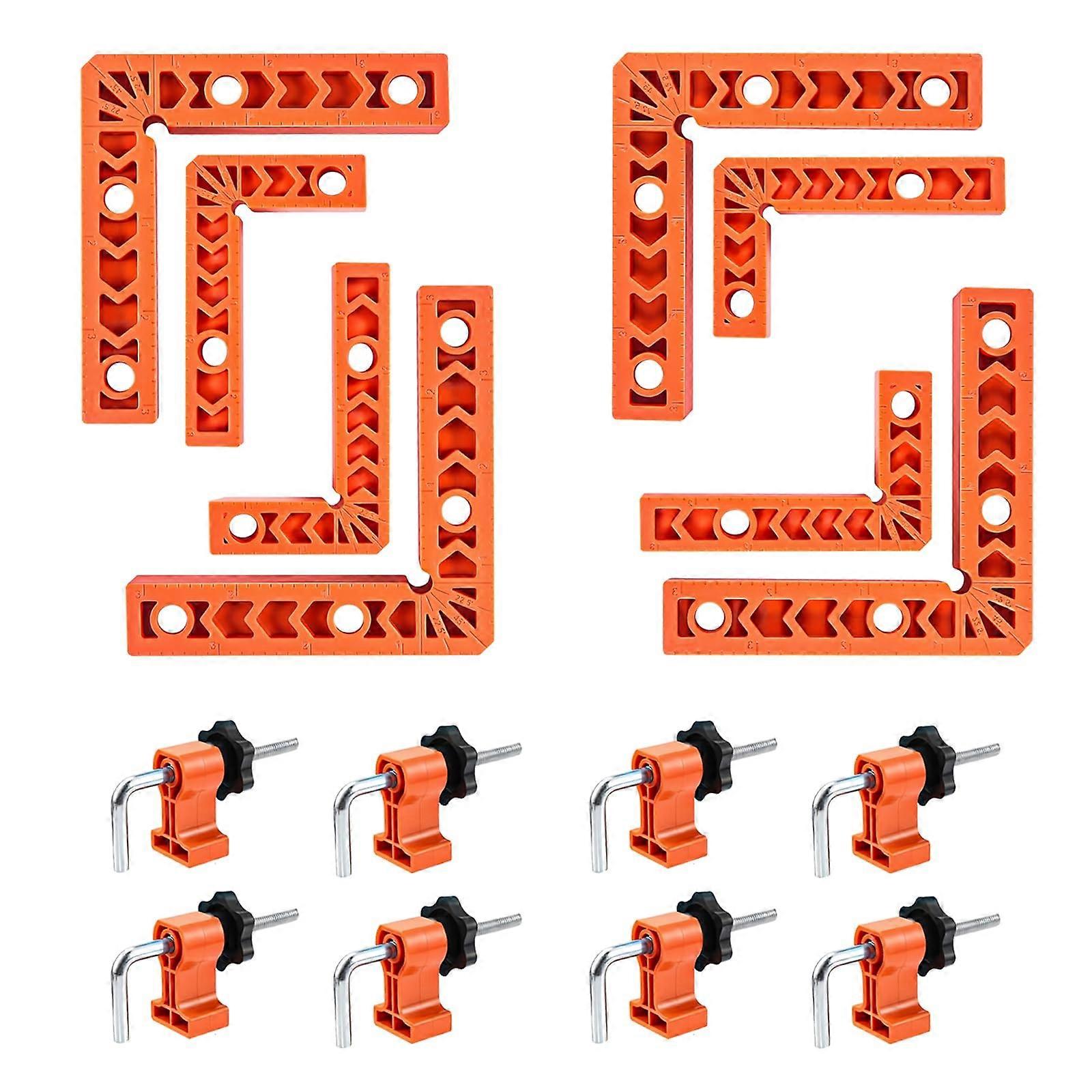 Grampos de ângulo reto para marcenaria, grampos de 90 graus, grampos de ângulo de posicionamento (3 polegadas, 4 polegadas), 8 peças