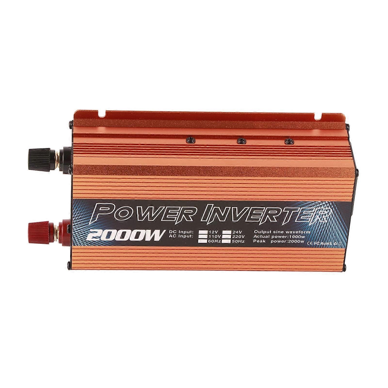 Car Power Inverter Solar Power Universal Aluminum Alloy Low Noise Modified Sine Wave Inverter for Multipurpose Charging 2000W