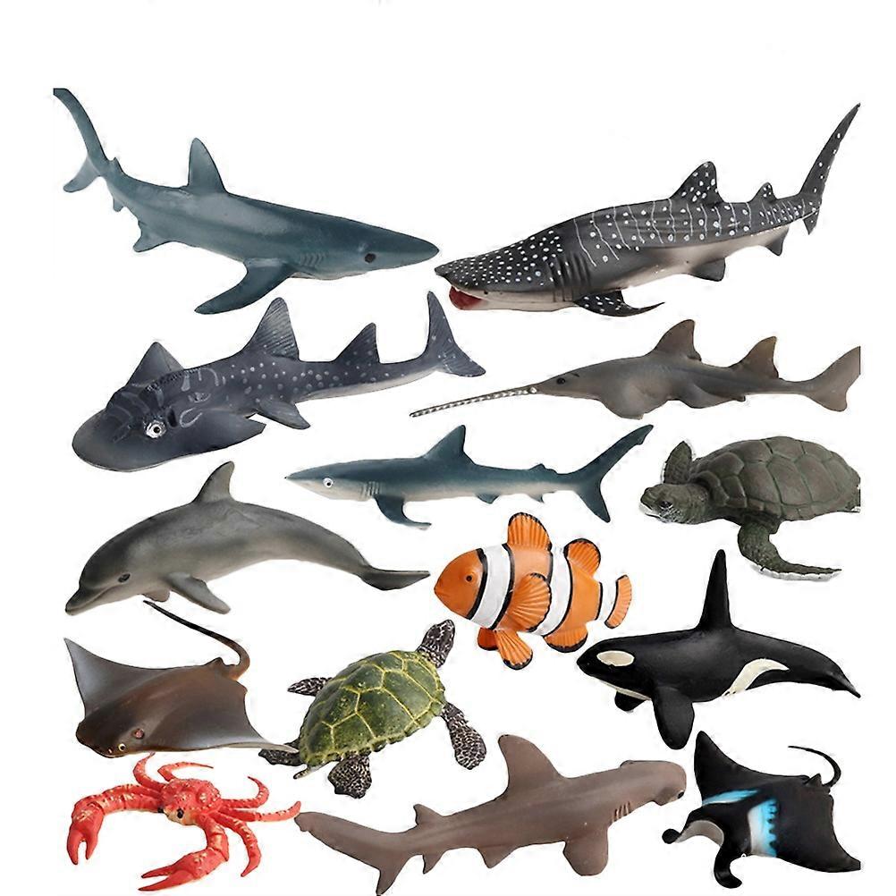 Mini Sea Animal Figures Set 14Pack Educational Toys for Kids Imagination Development Assorted Color Realistic Party Favors