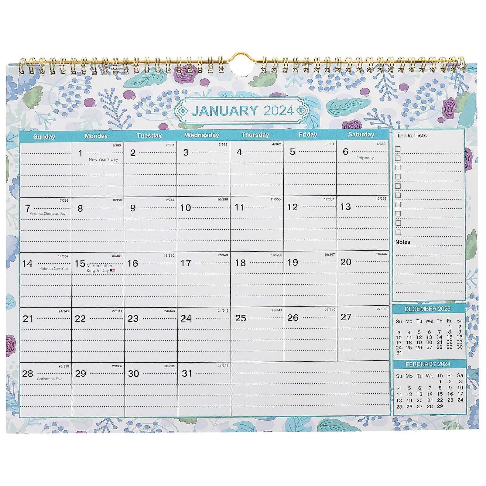 Hanging Wall Calendar Countdown Note-taking Scheduling Rectangular Home Office Multi 38X30CM 1Set
