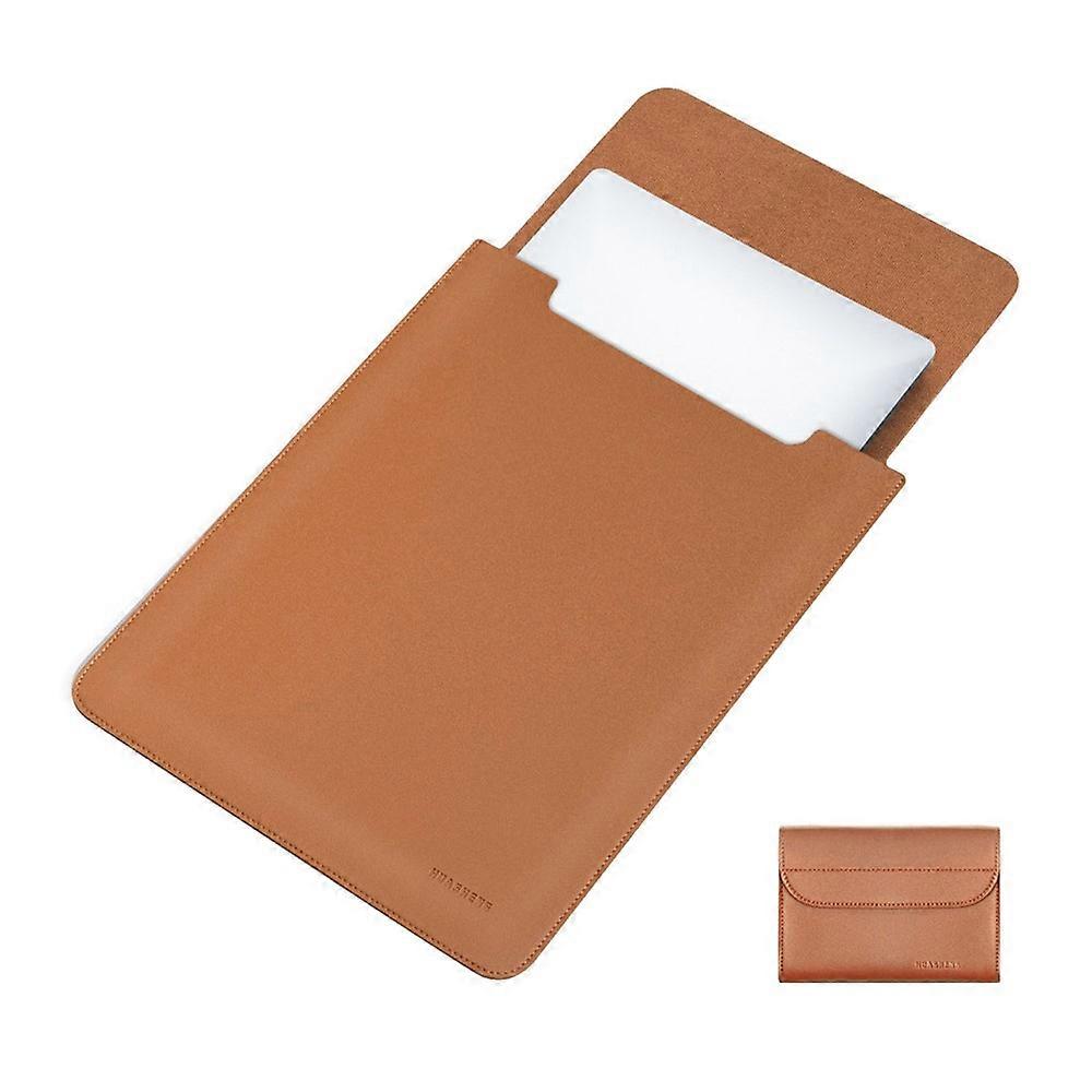 HUASHENG Vertical Laptop Sleeve with Mini Pouch for 13 / 13.3 / 14 Inch Notebook Bag Ultra Thin Portable PU Leather Case
