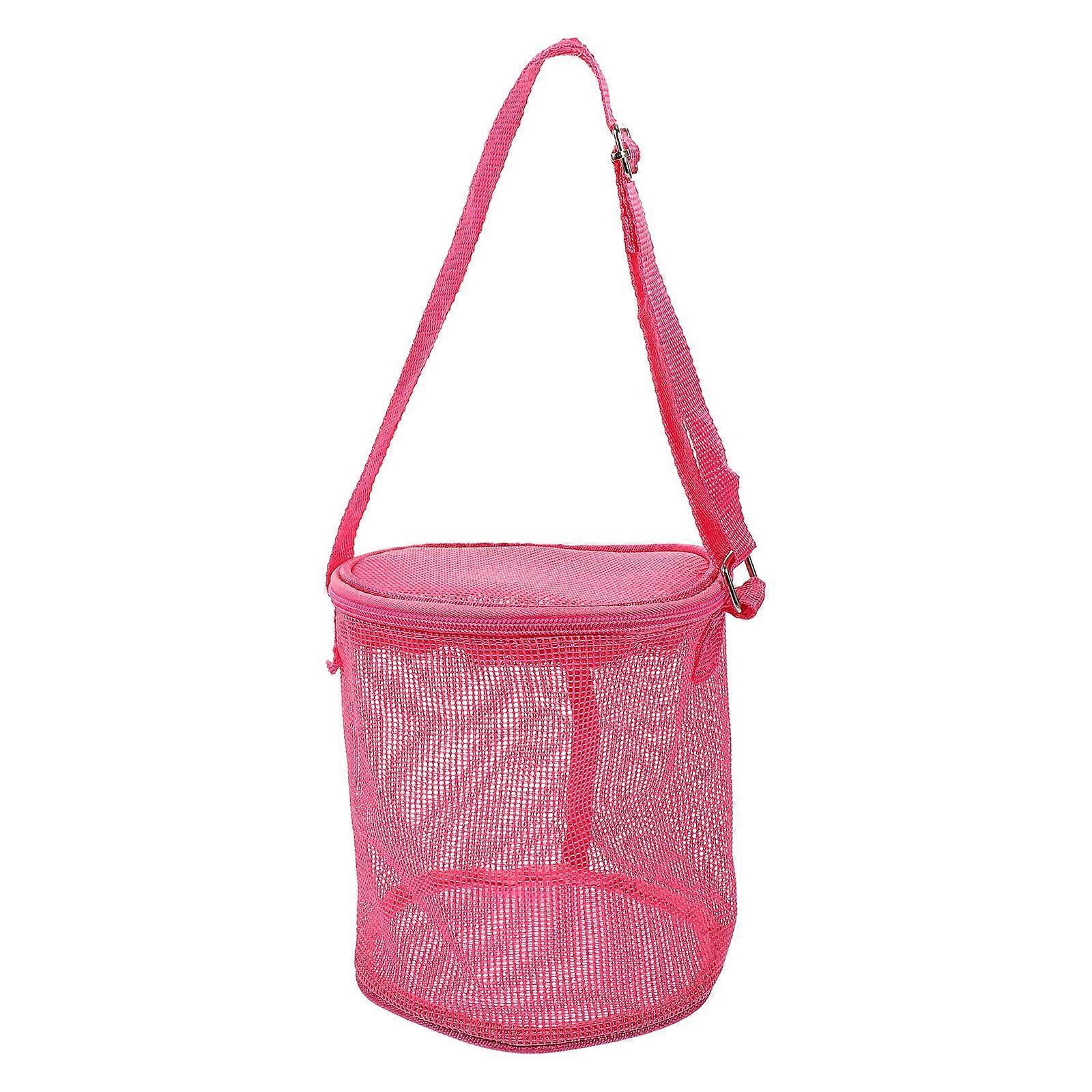 Rosy PVC Beach Toy Bag for Kids with Mesh Design Removes Sand Quickly Lightweight Portable Storage Pouch 6.5 x 8.5 inches