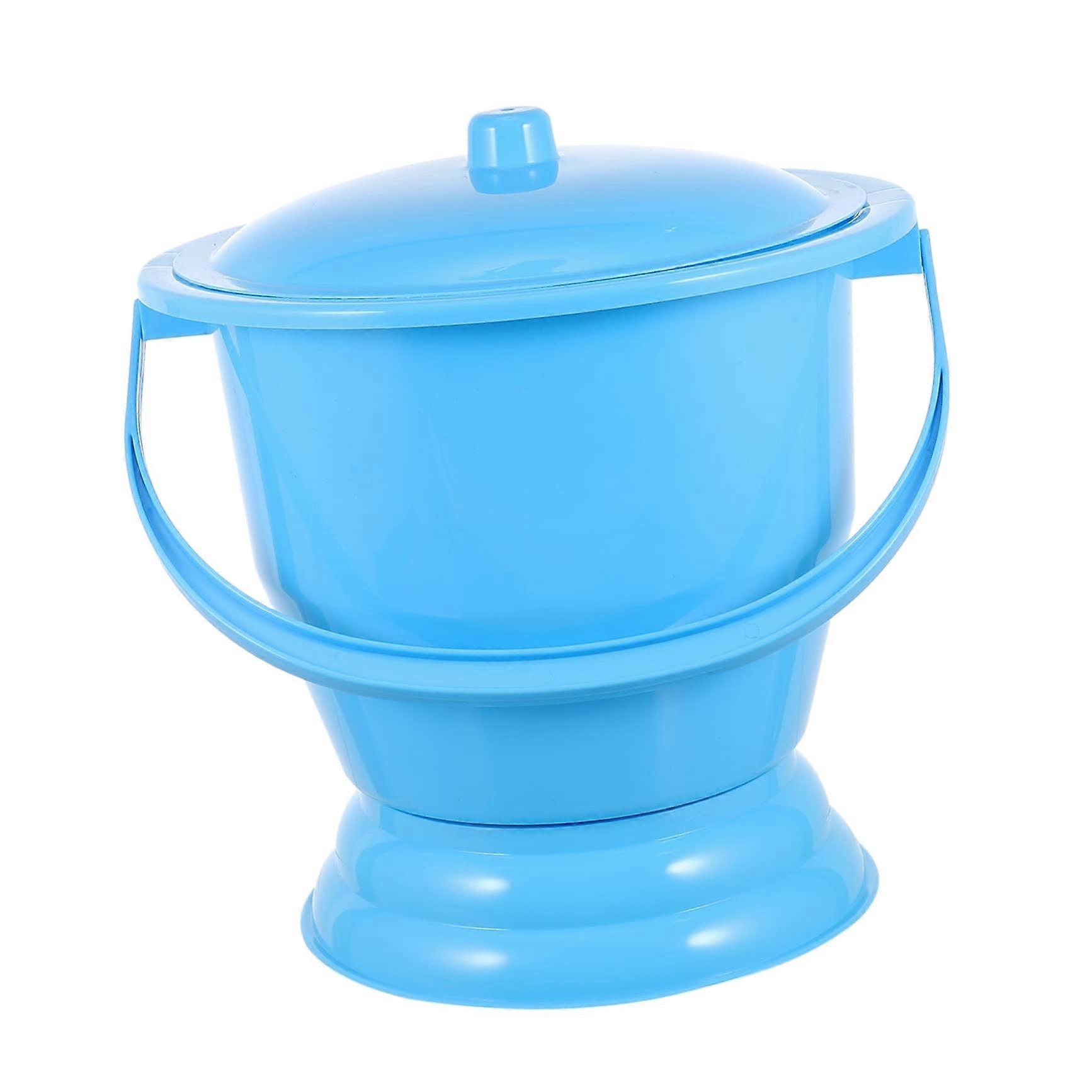 Portable Urinal Pot with Handle, Lightweight Reusable Plastic Bedpan for Home and Travel, Easy to Clean, Blue for Adults