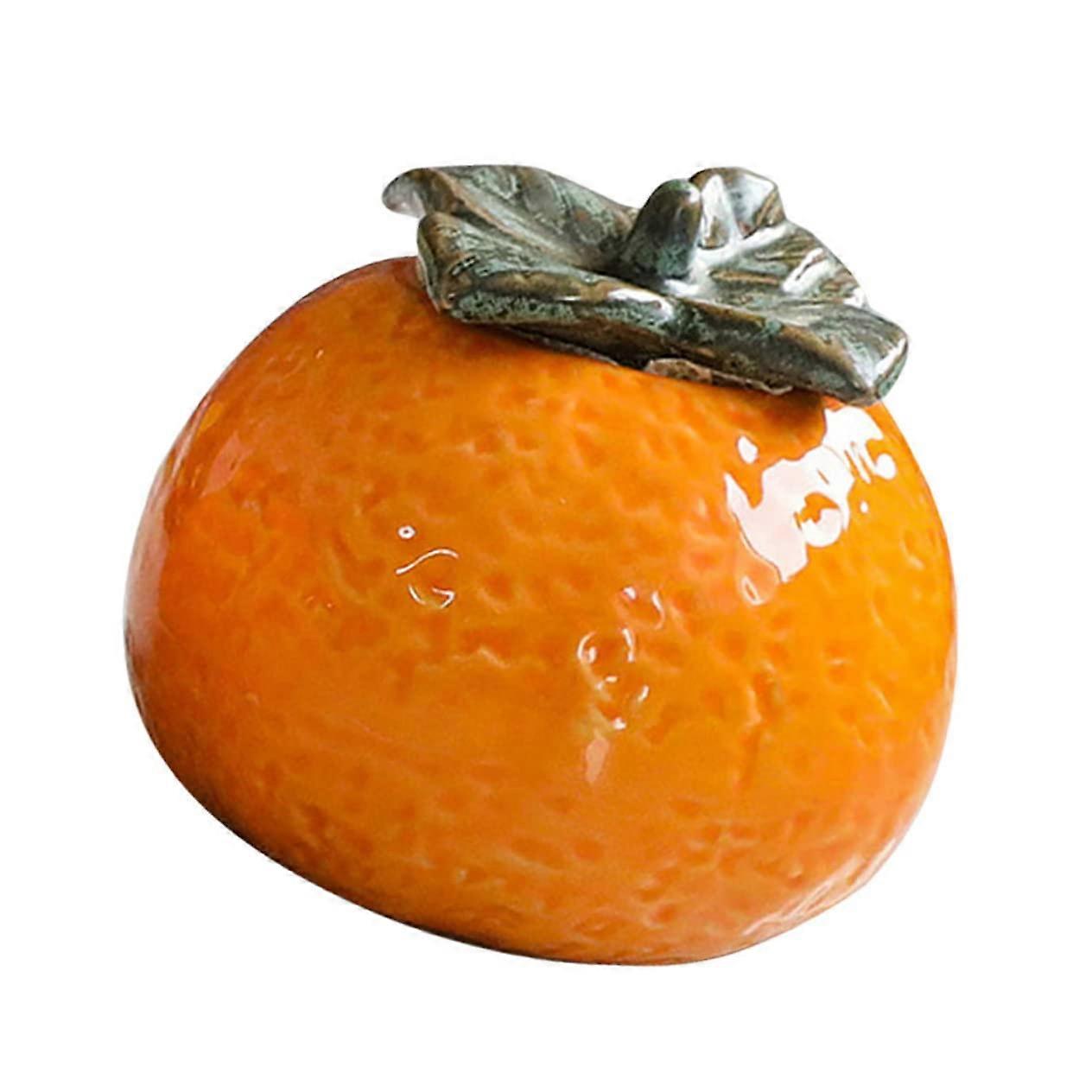 Ceramic Tea Canister 1 Piece Orange Container for Tea Coffee Sugar Dry Food Storage 16oz Decorative Kitchen Storage