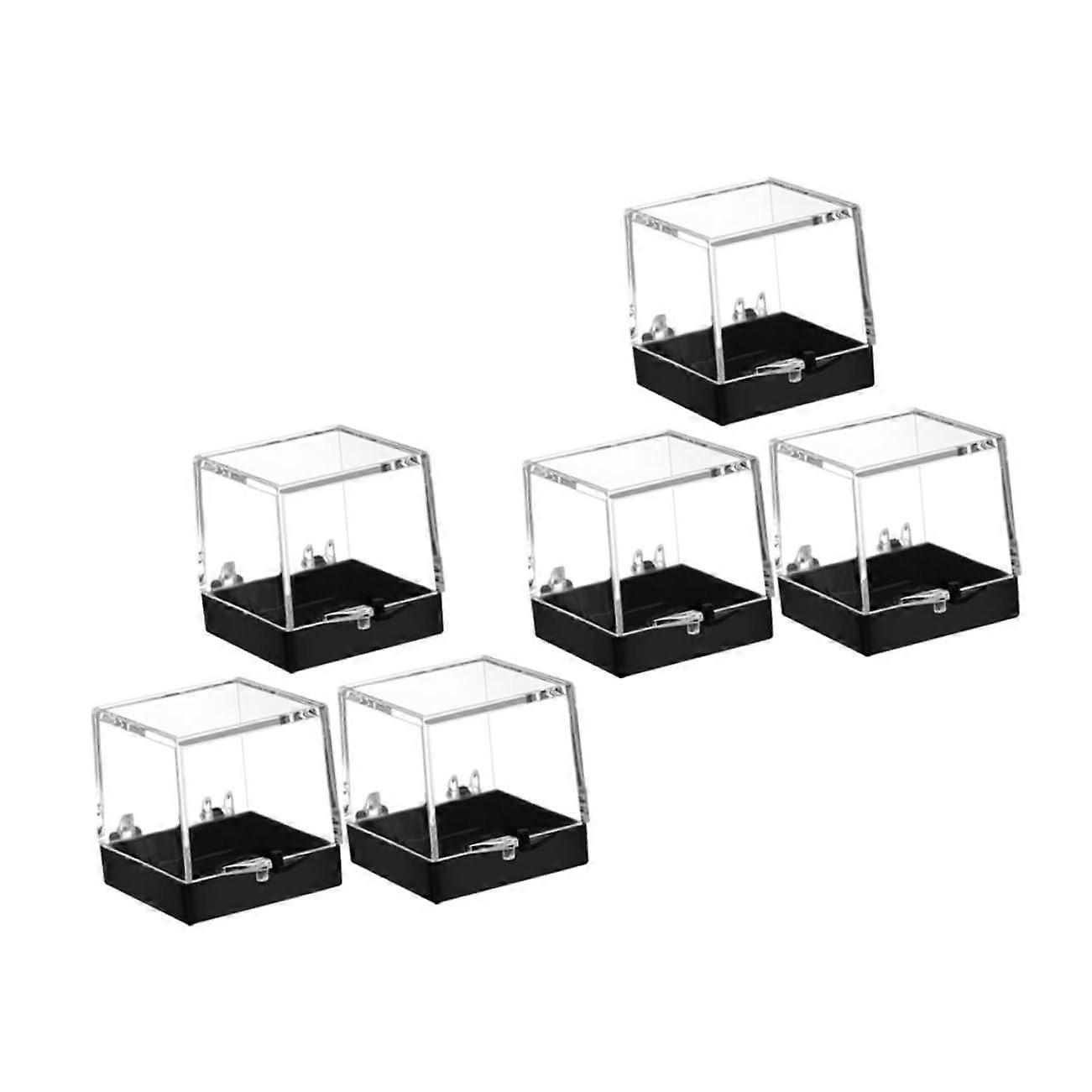 6 Pack Rock Storage Box for Collecting Stones and Coins, Transparent Plastic Rock Organizer, Clear Rock Display Case