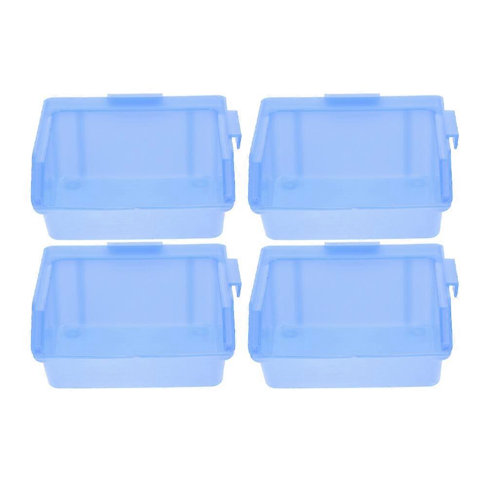 Blue Plastic Storage Bins for Tools and Snacks 4pcs Stacking Boxes for Storage