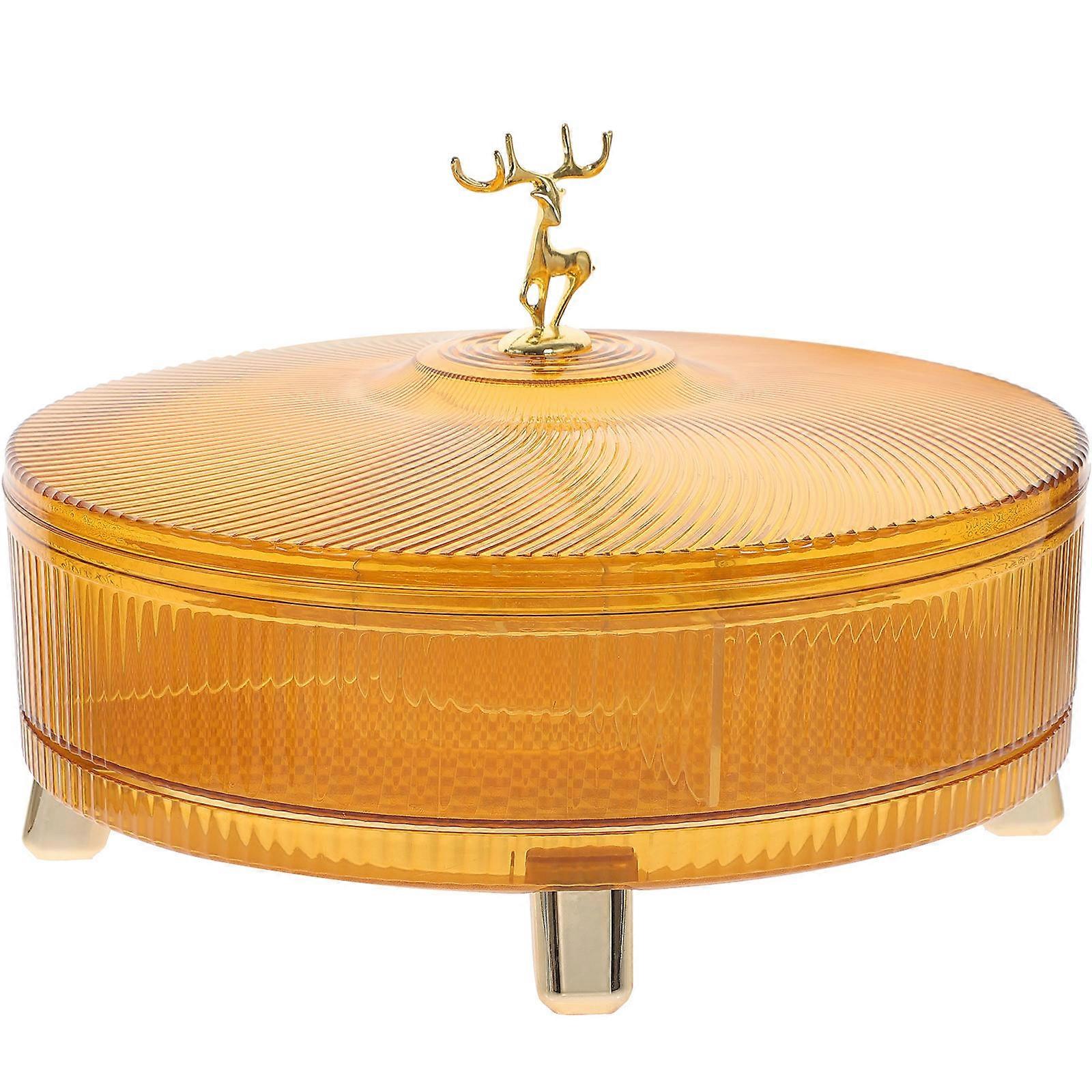 Multiple Grid Candy Dried Fruit Storage Box For Kitchen And Dining Room With Rectangular Design In Golden Color 1Pack